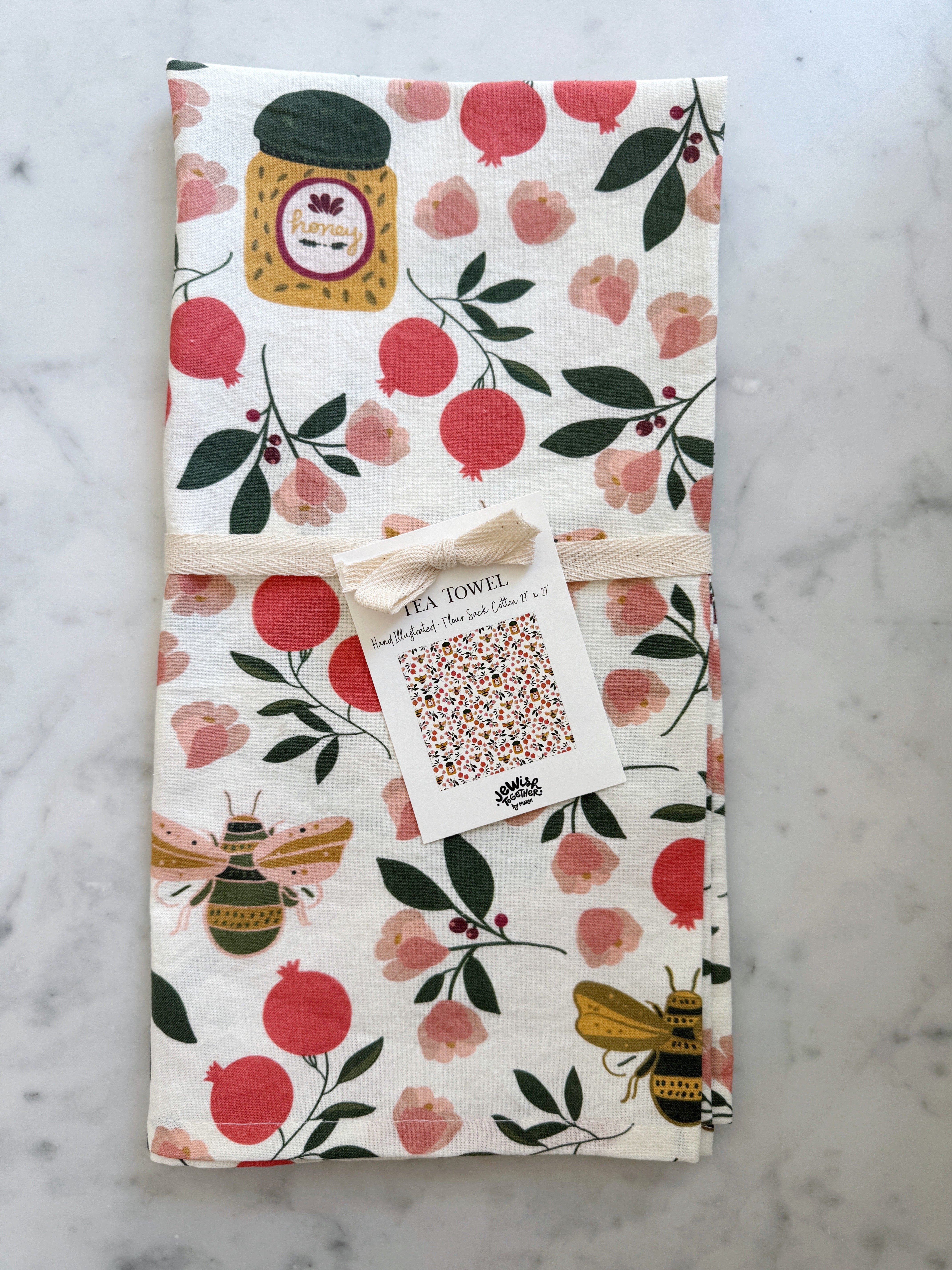 Rosh Hashanah Honey and Blooms Tea Towel、mySite、topwebapps