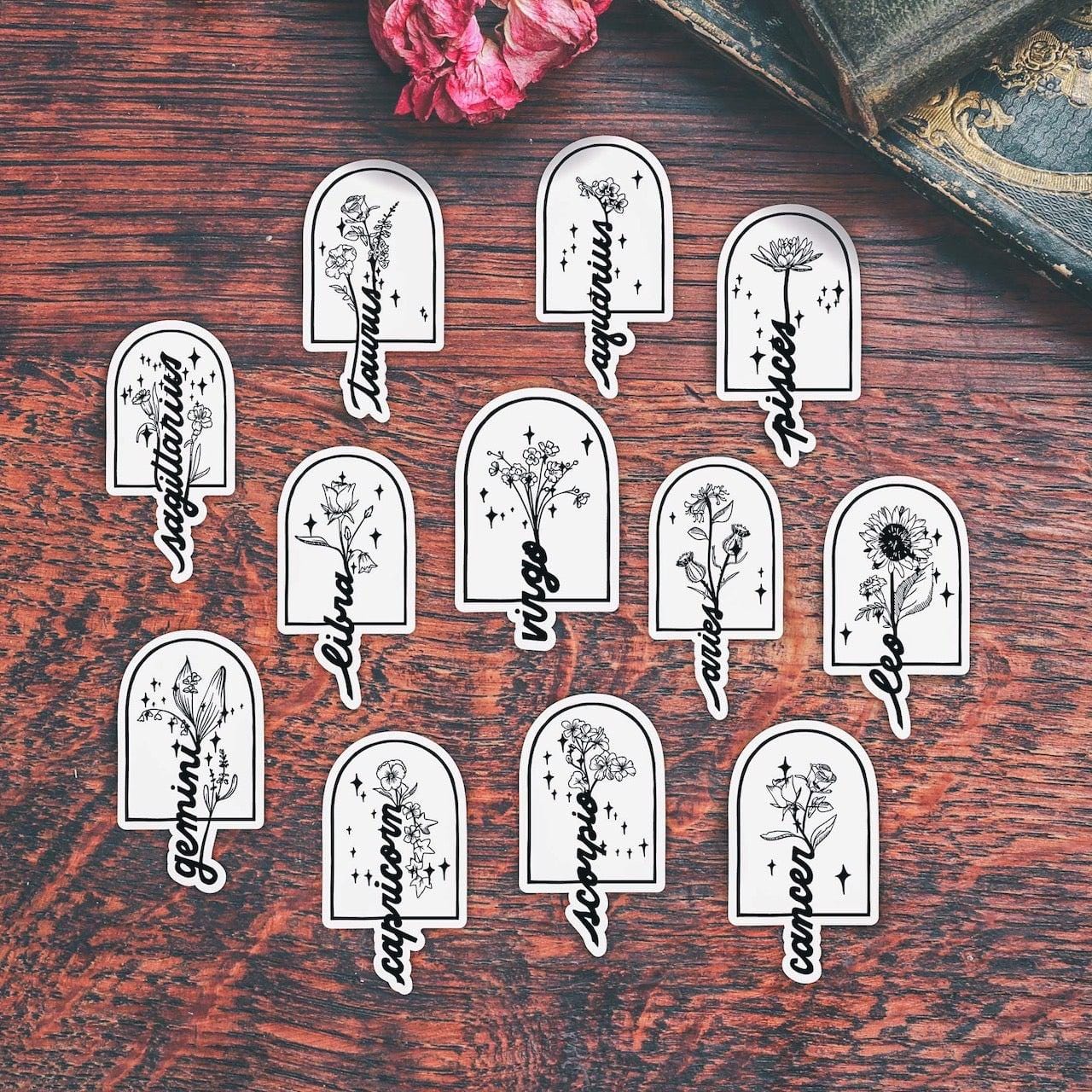  Floral Zodiac Stickers 12 Pack、mySite、elrpsem3k
