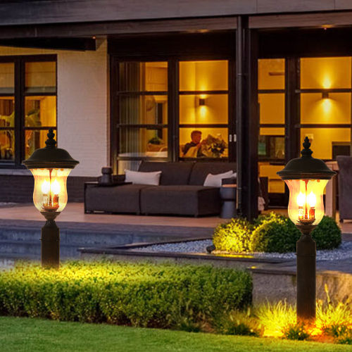 21"(H) Vintage Outdoor Lamp Post Light, Waterproof Garden Patio Lantern with Clear Glass Shade, Classic Bronze Finish, Ideal for Yard, Porch, Walkway, and Driveway Lighting (One Piece & No Bulb)、、eastwooduniform