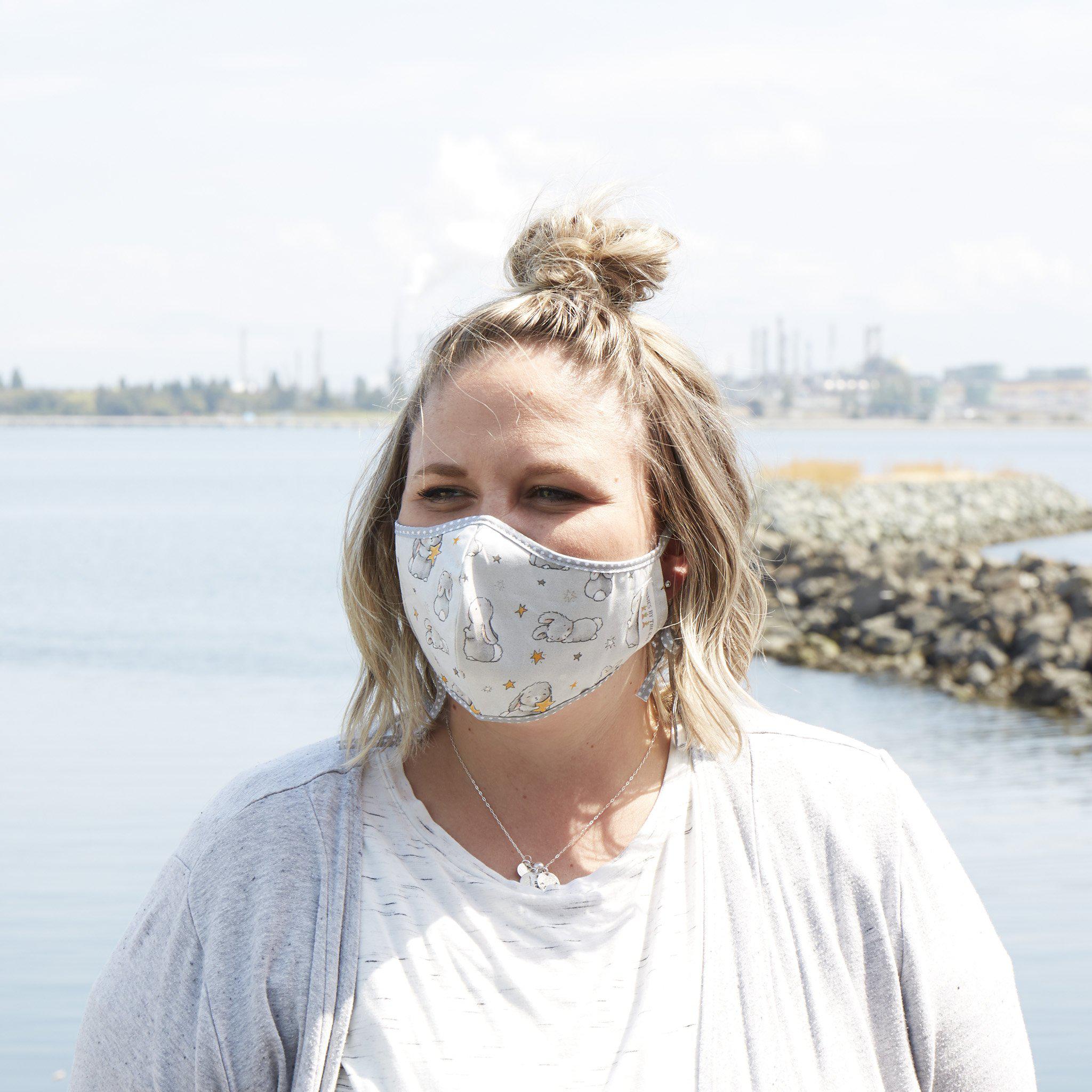 Bloom Bunny with Stars Cloth Face Mask for Adults and Kids、mySite、g9winljtr