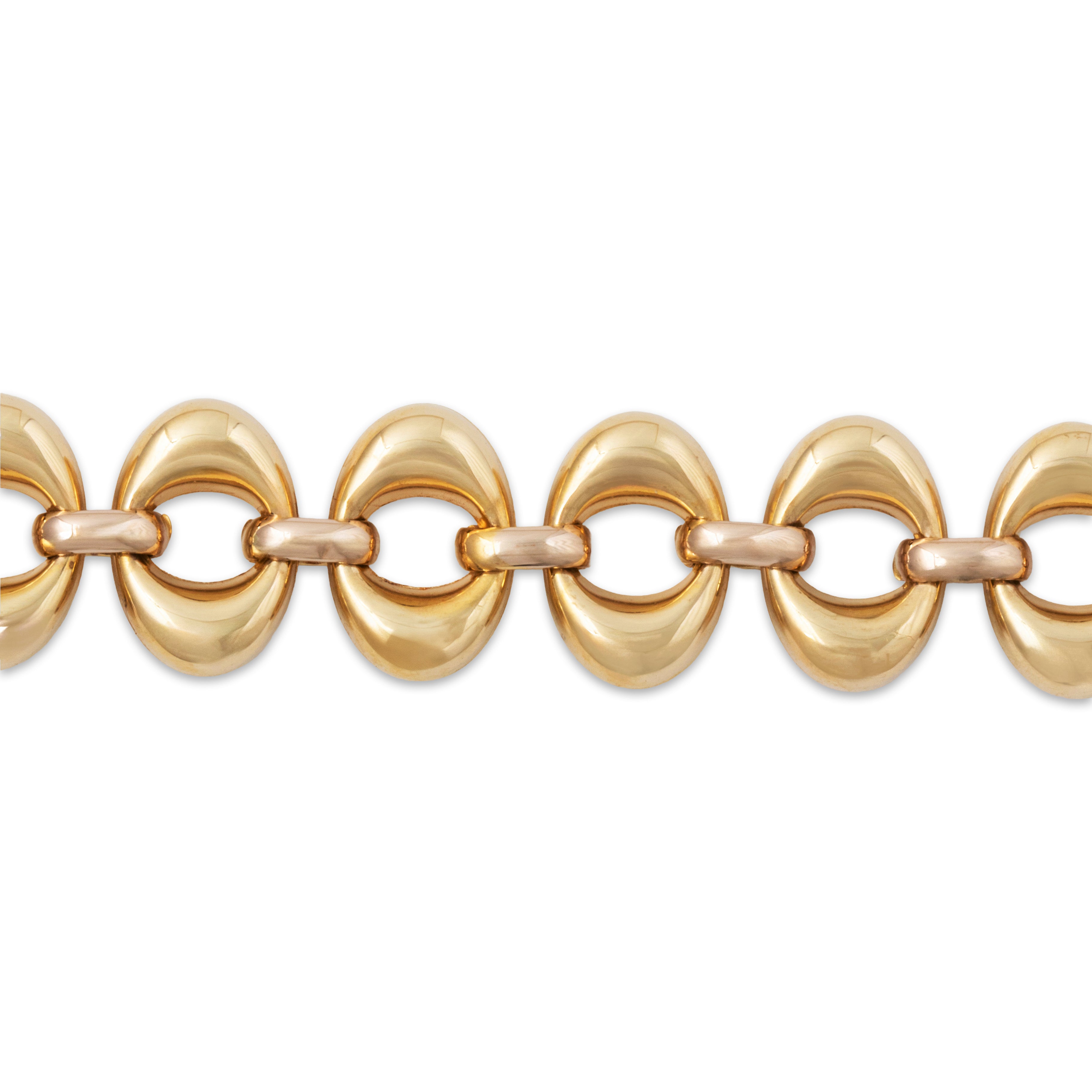 Vintage Italian 14k Yellow Gold Wonderful Puffy Link Bracelet 7.75-8、mySite、hinf8tx79