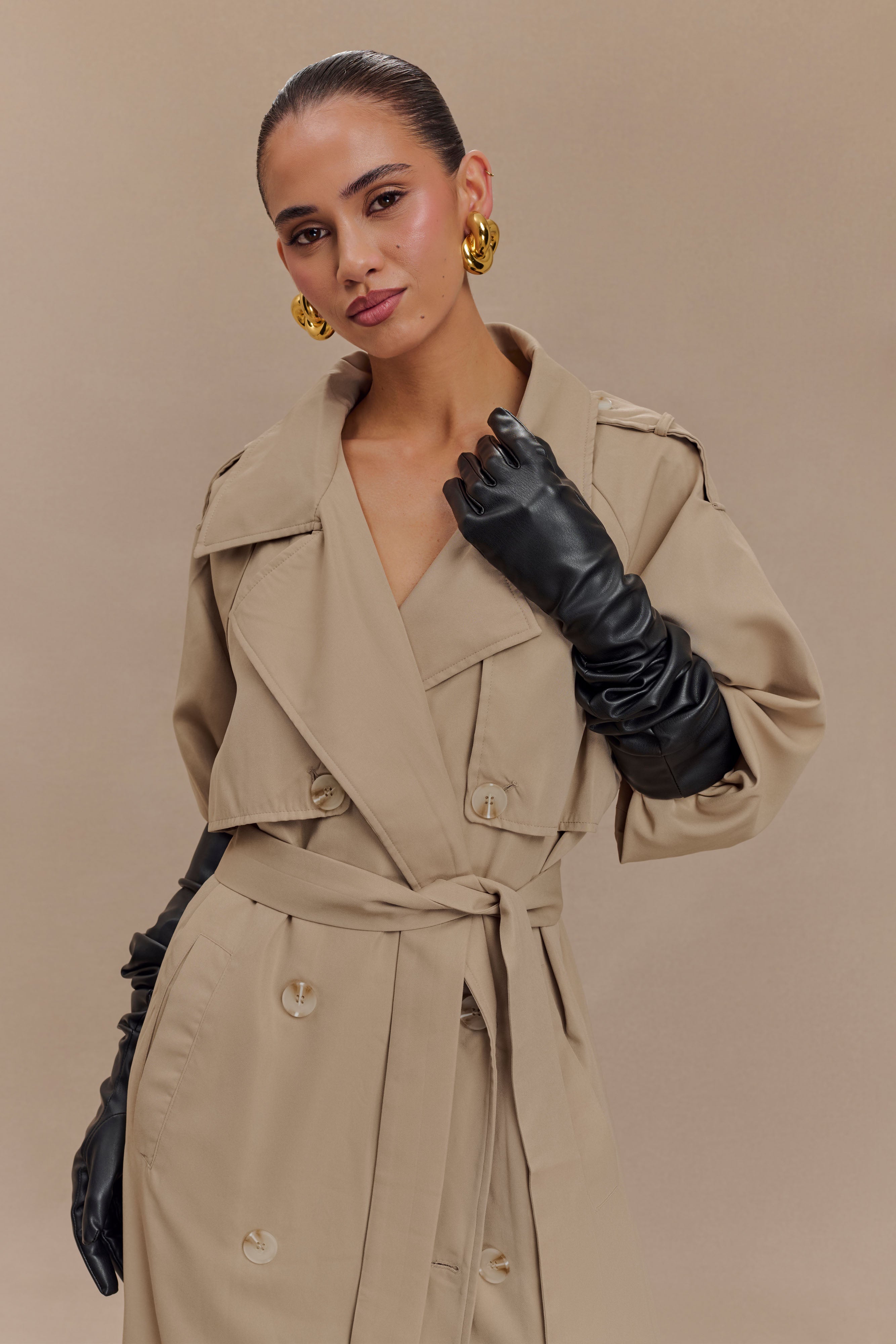 Jasper Faux Leather Elbow Length Gloves - Black、mySite、solidvoid