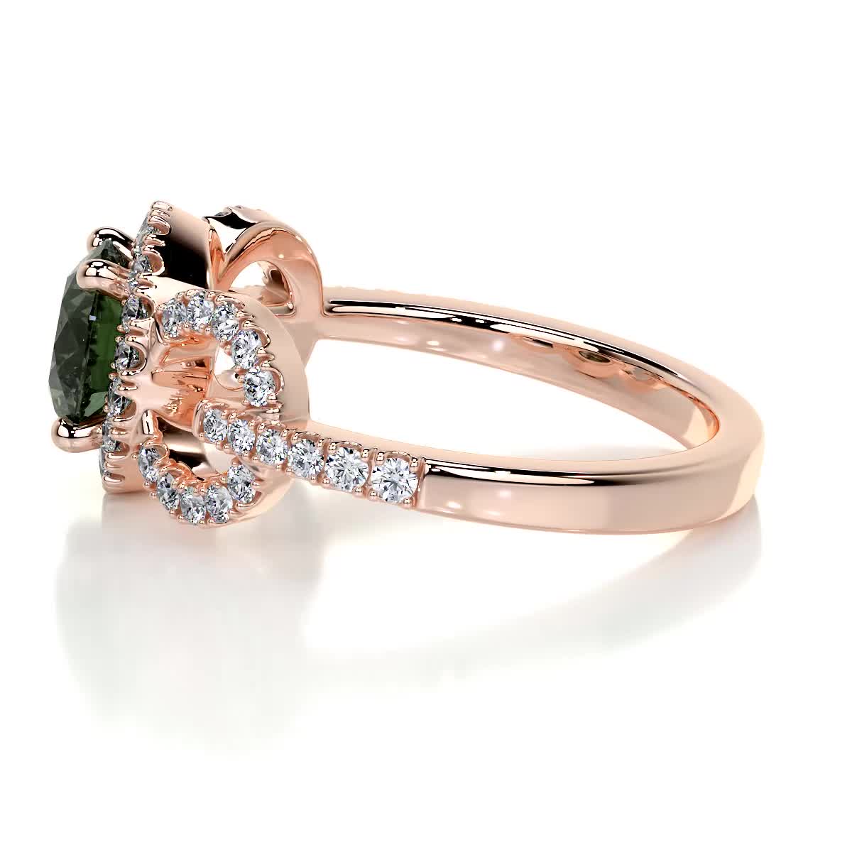 Elize Green Gemstone & Diamonds Ring (1.25 Carat) -14K Rose Gold、mySite、hinf8tx79