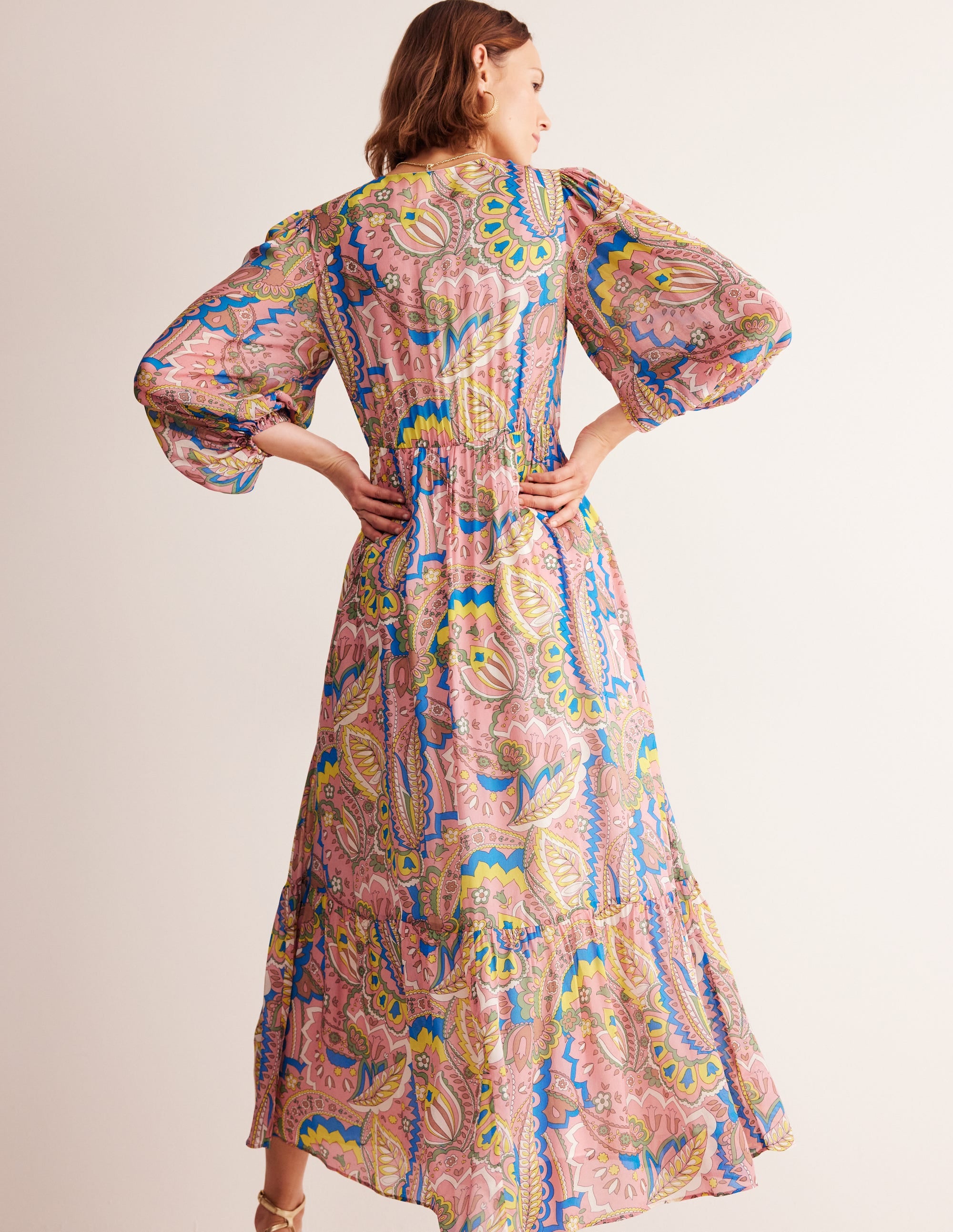  V Neck Puff Maxi Dress-Multi, Foliage Paisley、mySite、ashleygrahame