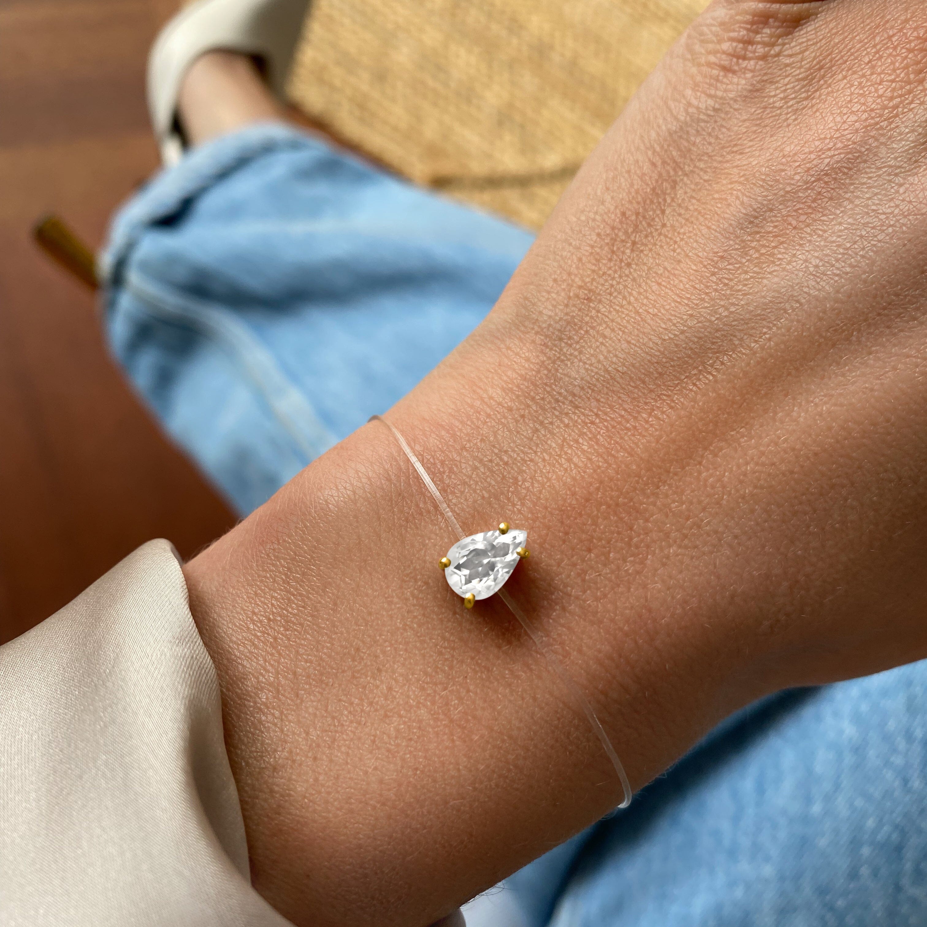 White Topaz Bracelet Floating Sway - April Birthstone、mySite、hinf8tx79