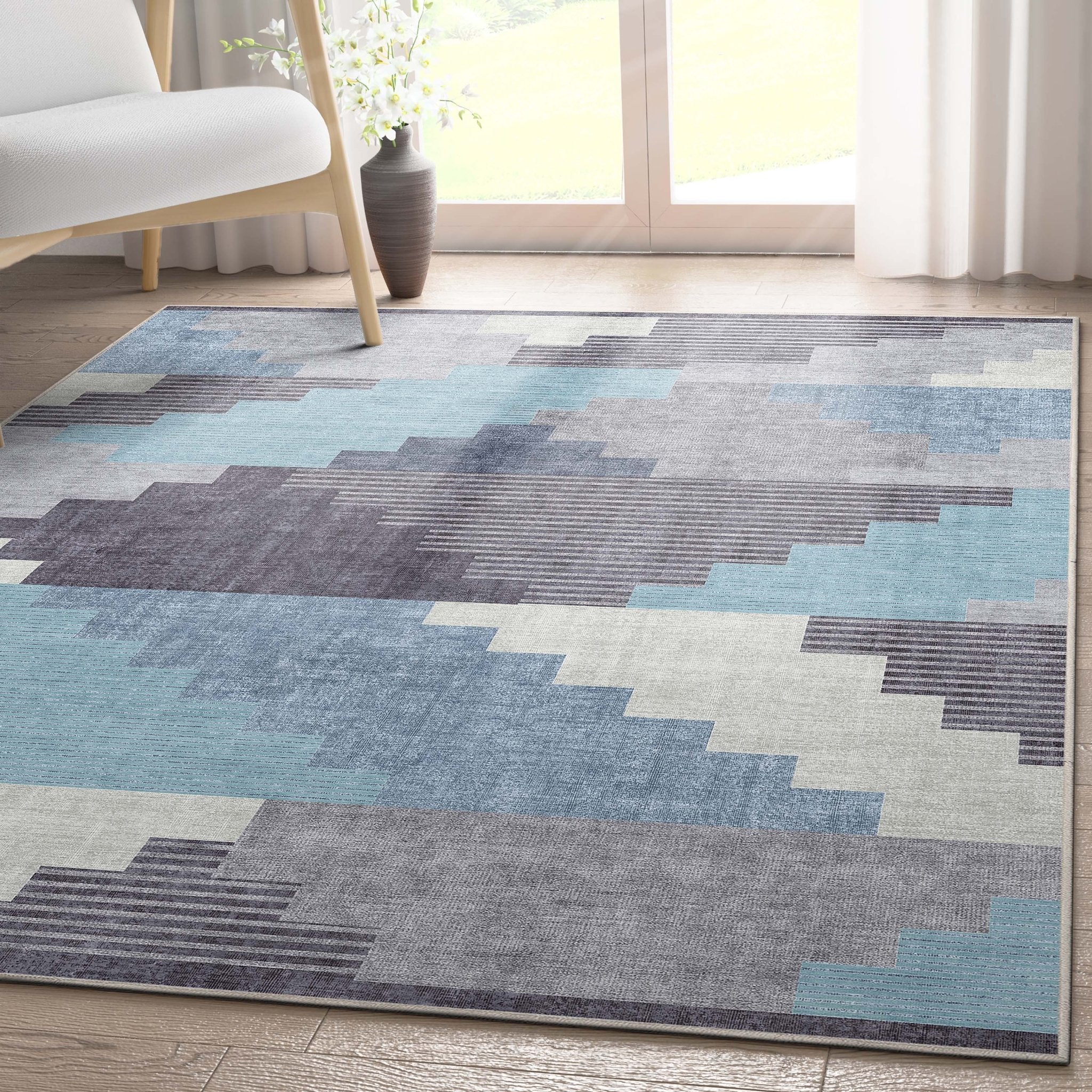 Portsmouth Southwestern Pattern Blue Flat-Weave Rug、mySite、gigharbornorthrealestate