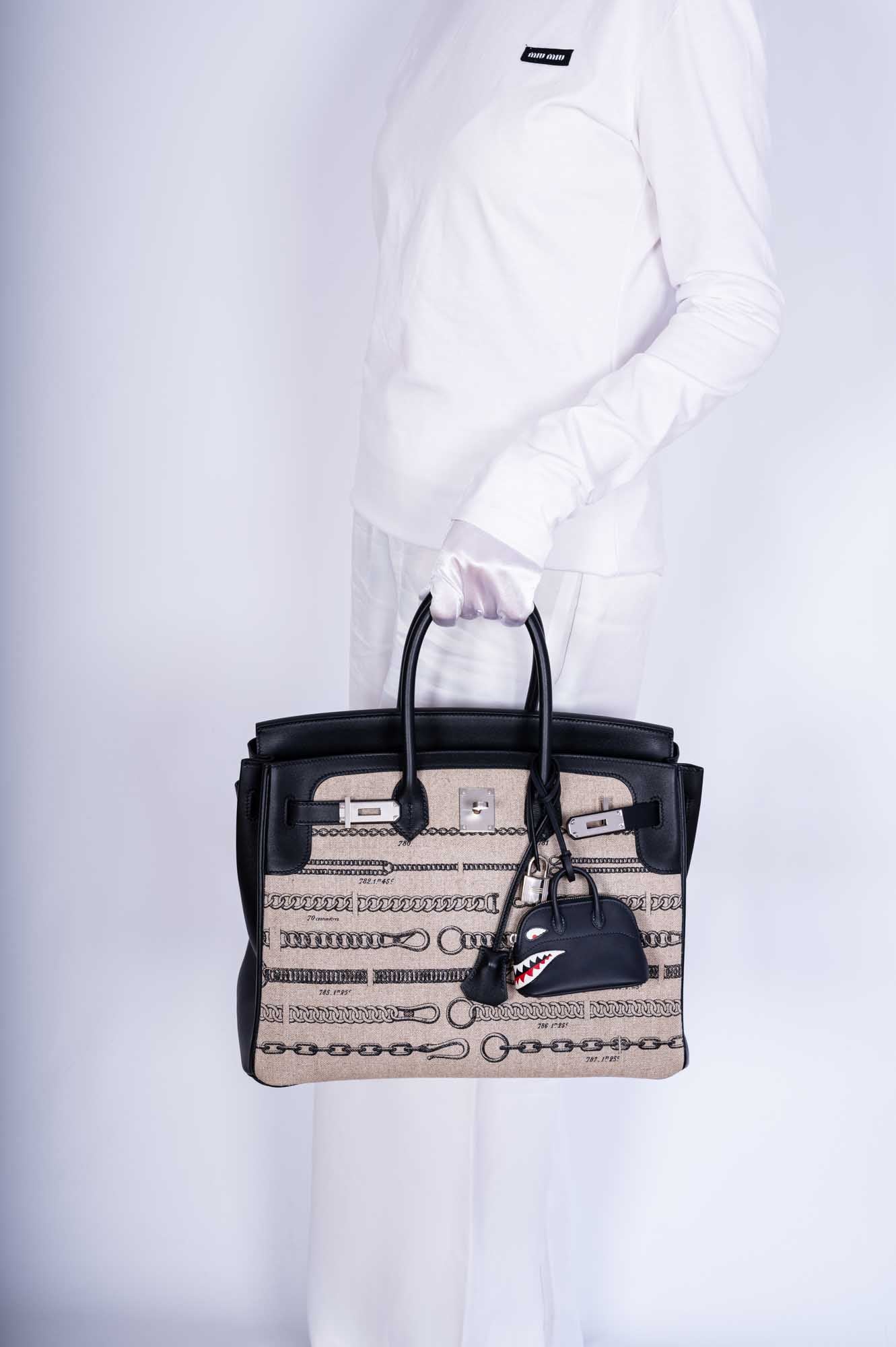 Hermès Mini Bolide Shark Charm Black Swift Palladium Hardware、mySite、garminoutage.com