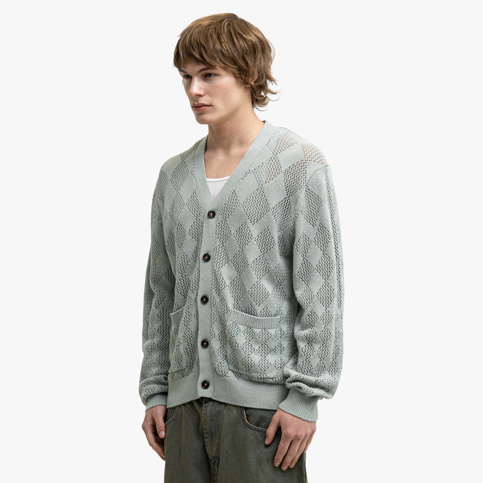  BEAMS PLUS Diamond Mesh Cardigan Sax、mySite、merchandisen