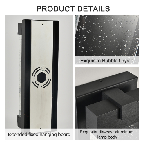 2-Pack Outdoor Wall Light Fixture, Weatherproof LED Wall Sconce with Bubble Crystal and Light Sensor - 12W Per Lamp、、eastwooduniform