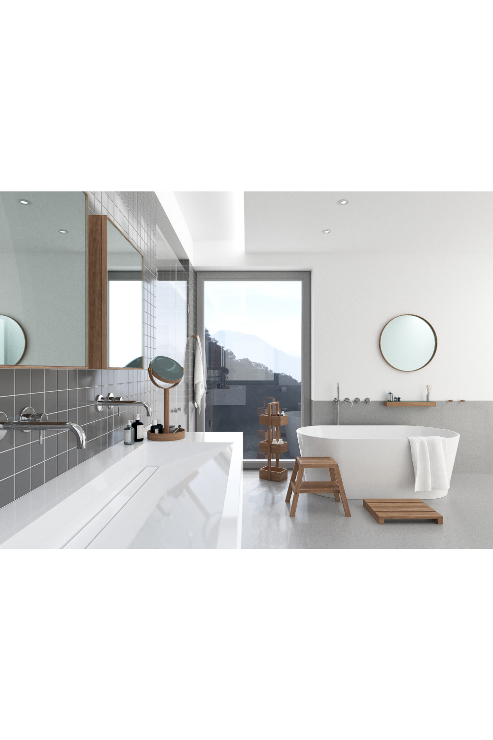 Oak Double Face Mirror with Storage Tray | Wireworks Close-up、mySite、neckold