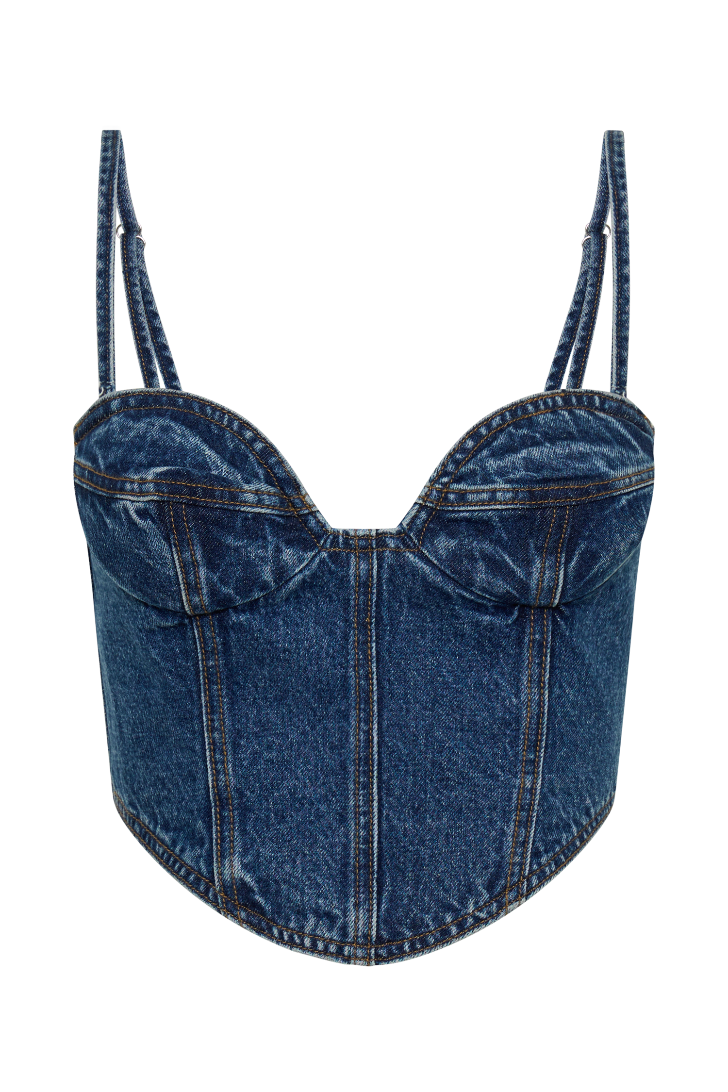 Lana Denim Cupped Corset Top - Dark Blue、mySite、solidvoid