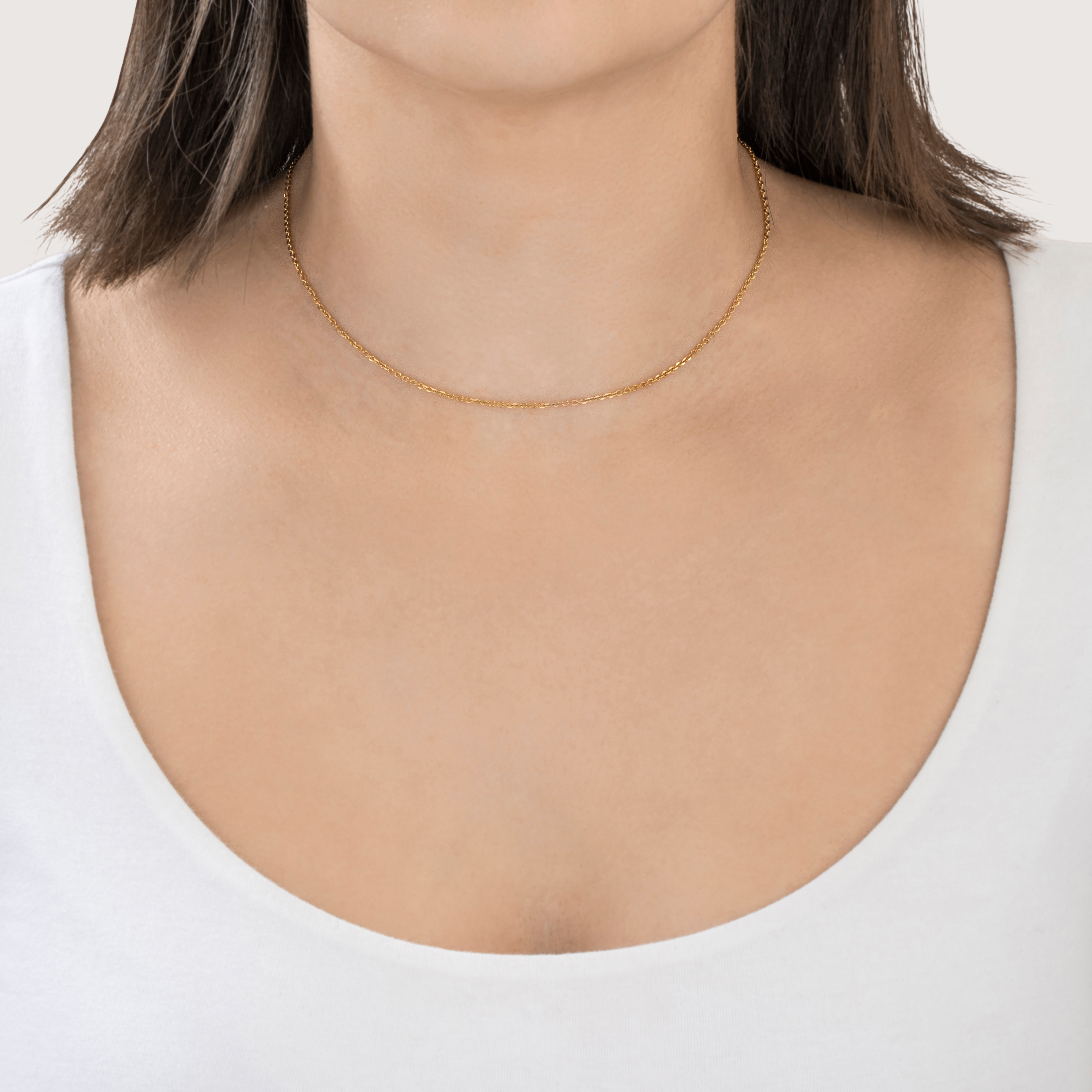 Vintage 14k Yellow Gold Delicate Oval Link Necklace 15、mySite、hinf8tx79