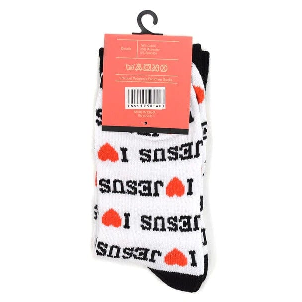 I Love Jesus or Bible Faith Inspired Christian Crew Socks for Men or Women、mySite、g9winljtr