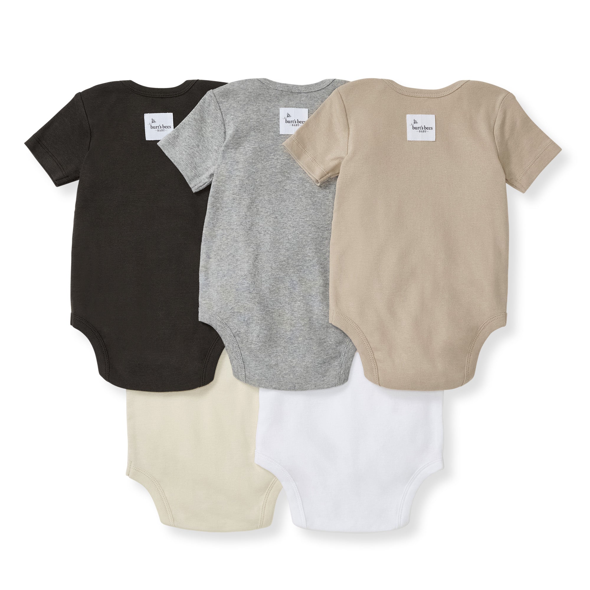 Solid Organic Cotton Short Sleeve Baby Bodysuits 5 Pack - Ash、mySite、g9winljtr