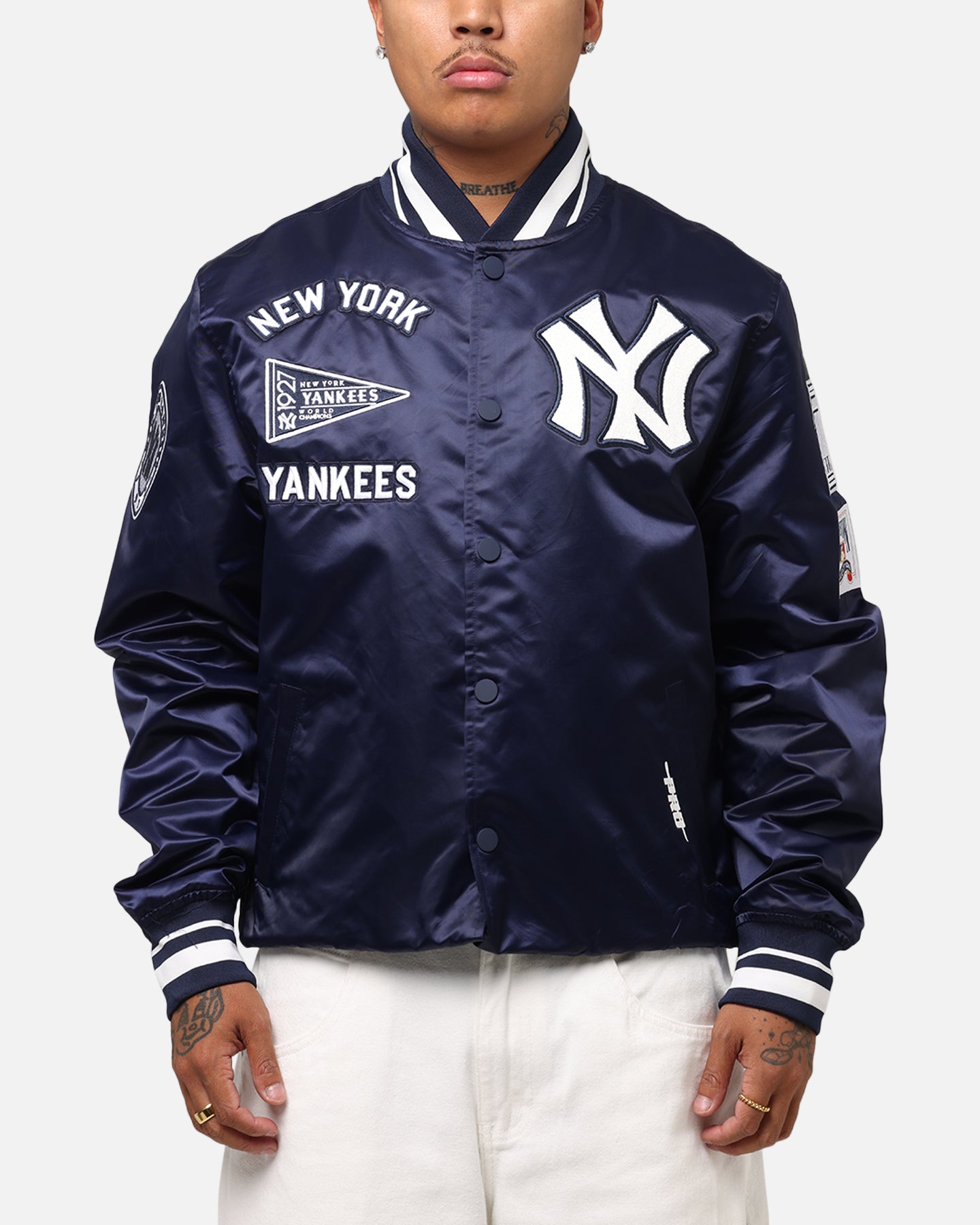 Pro Standard New York Yankees Classic Satin Jacket Midnight Navy、mySite、zt4zffjzw