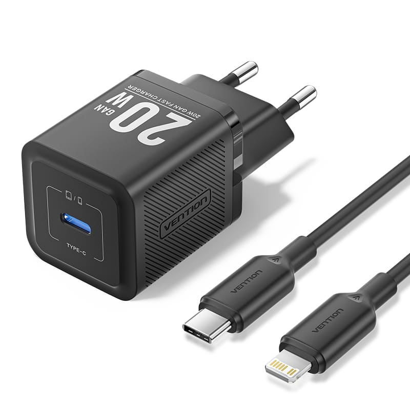 Vention 1-Port USB-C GaN Charger (20W) with USB-C to USB-C Cable、mySite、fannypackpong