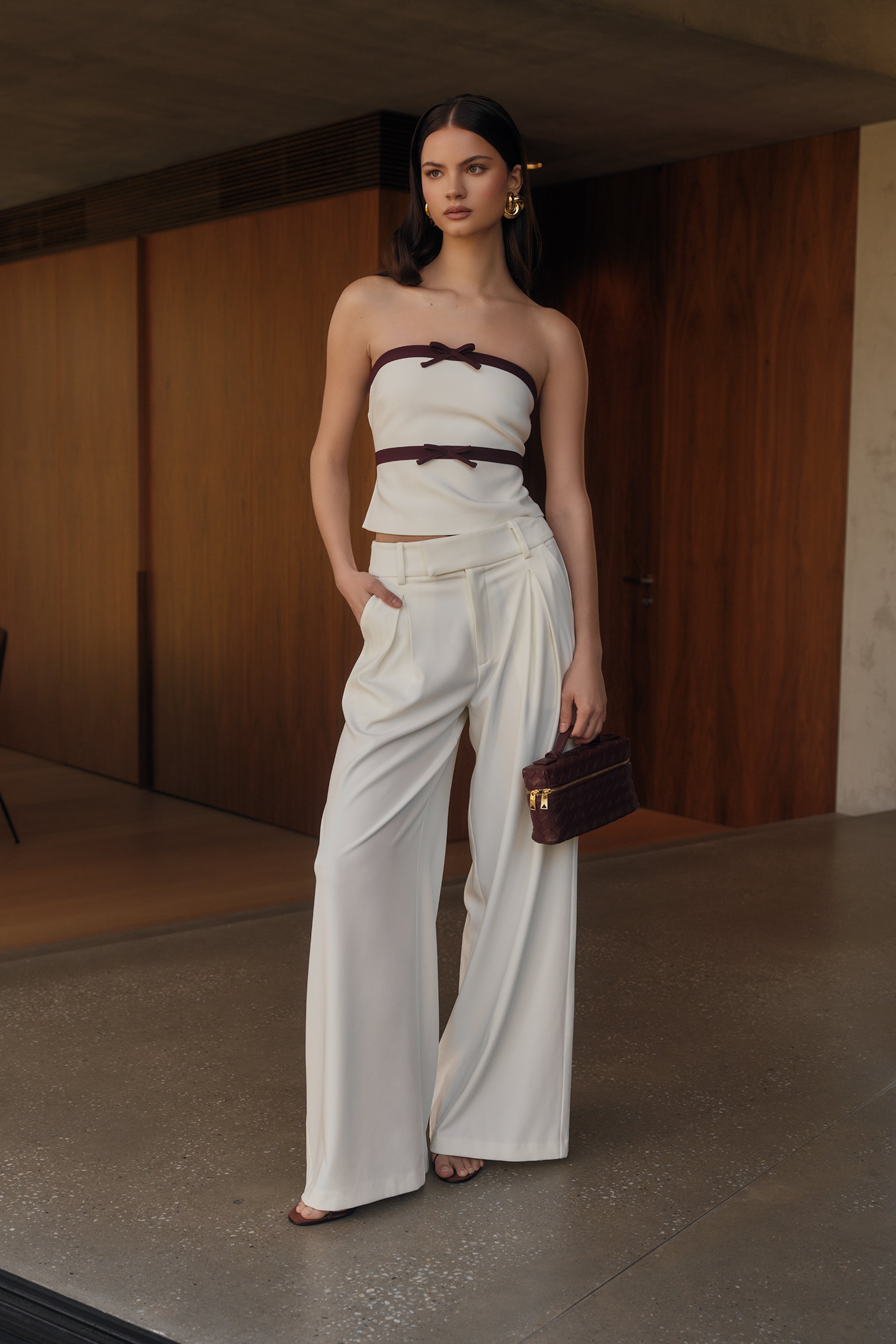 Jacqueline Pleated Wide Leg Pants - Ivory、mySite、solidvoid
