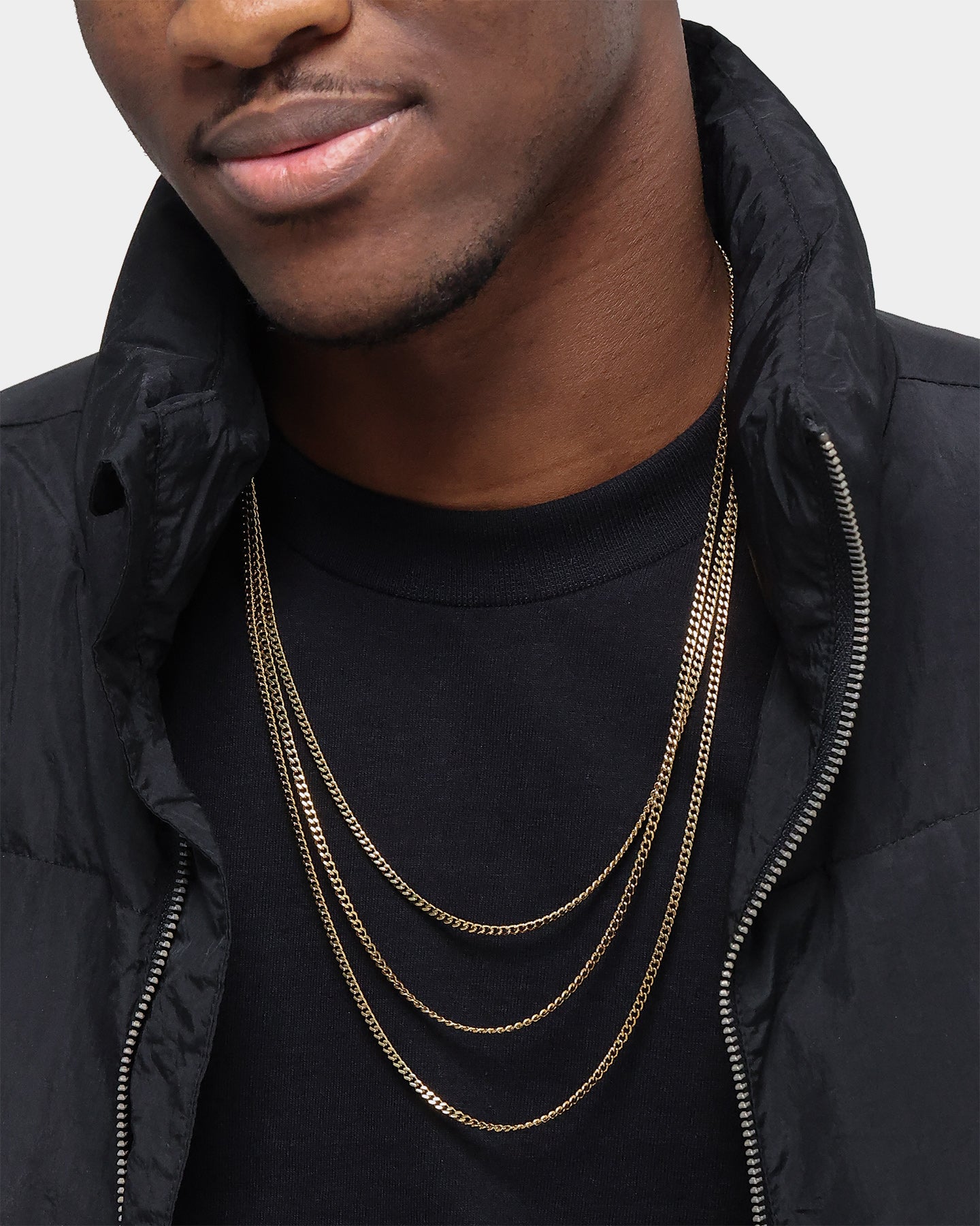 Saint Morta 3MM Cuban Link Chain Set Gold、mySite、zt4zffjzw