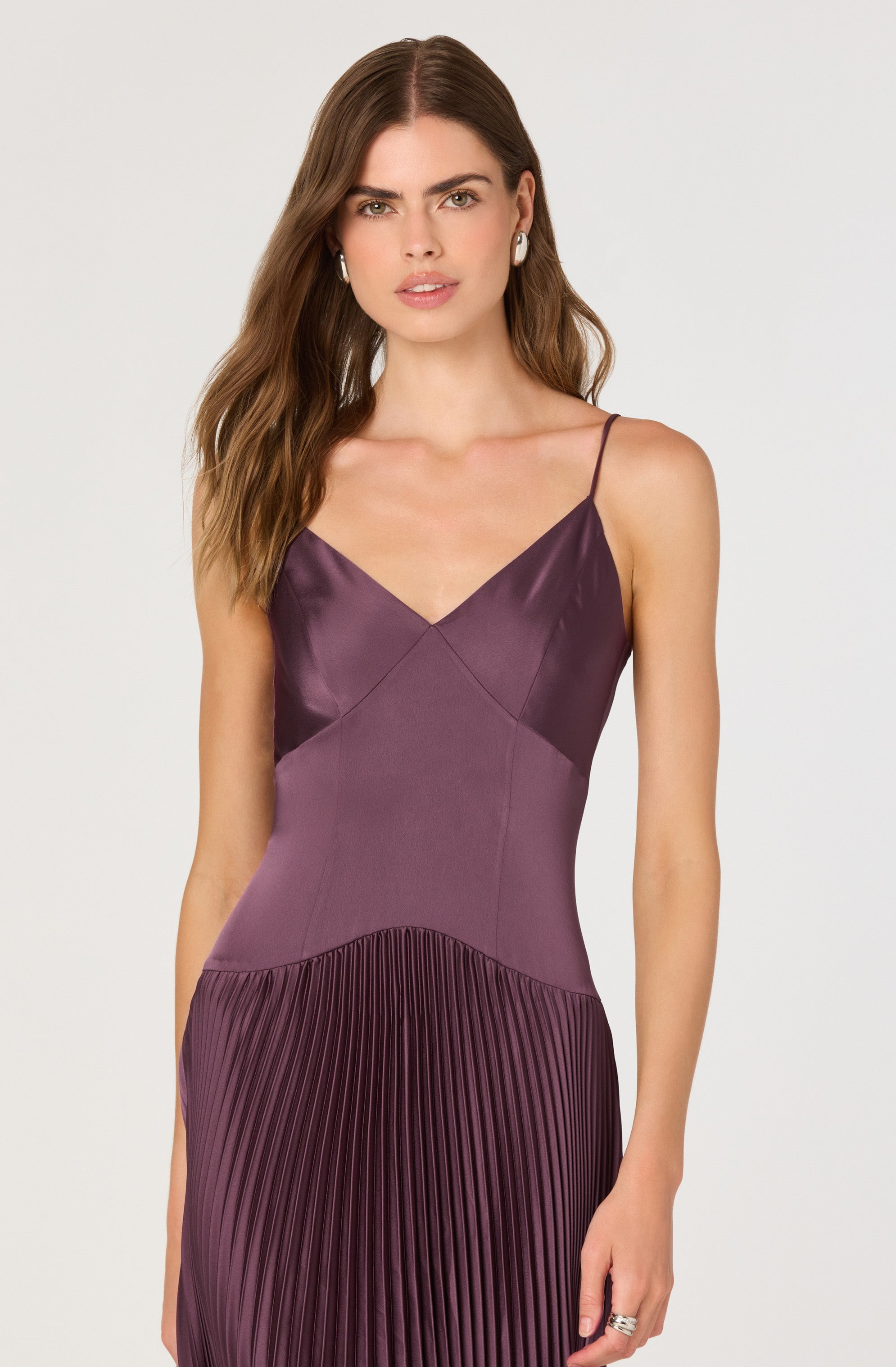 Pleated Drop Waist Maxi Dress、mySite、solidvoid