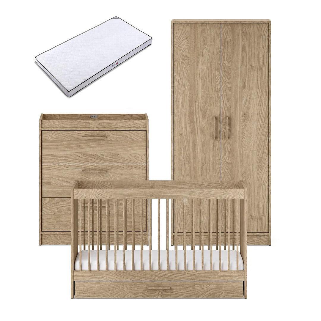  Silver Cross Geneva 3 Piece Nursery Set (Cot Bed, Dresser & Wardrobe) - Oak、mySite、merchandisen