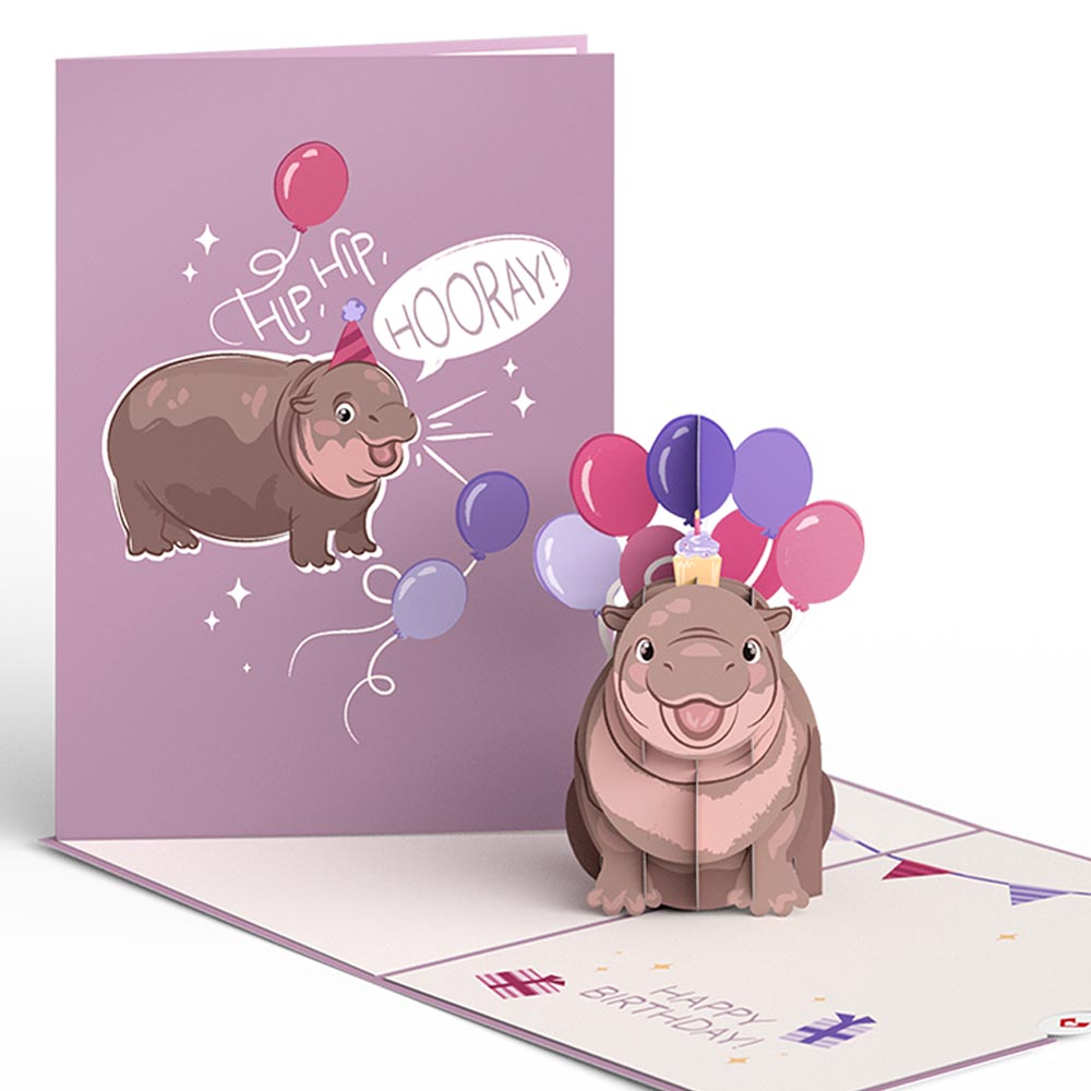Baby Pygmy Hippo Birthday Pop-Up Card、mySite、solidvoid