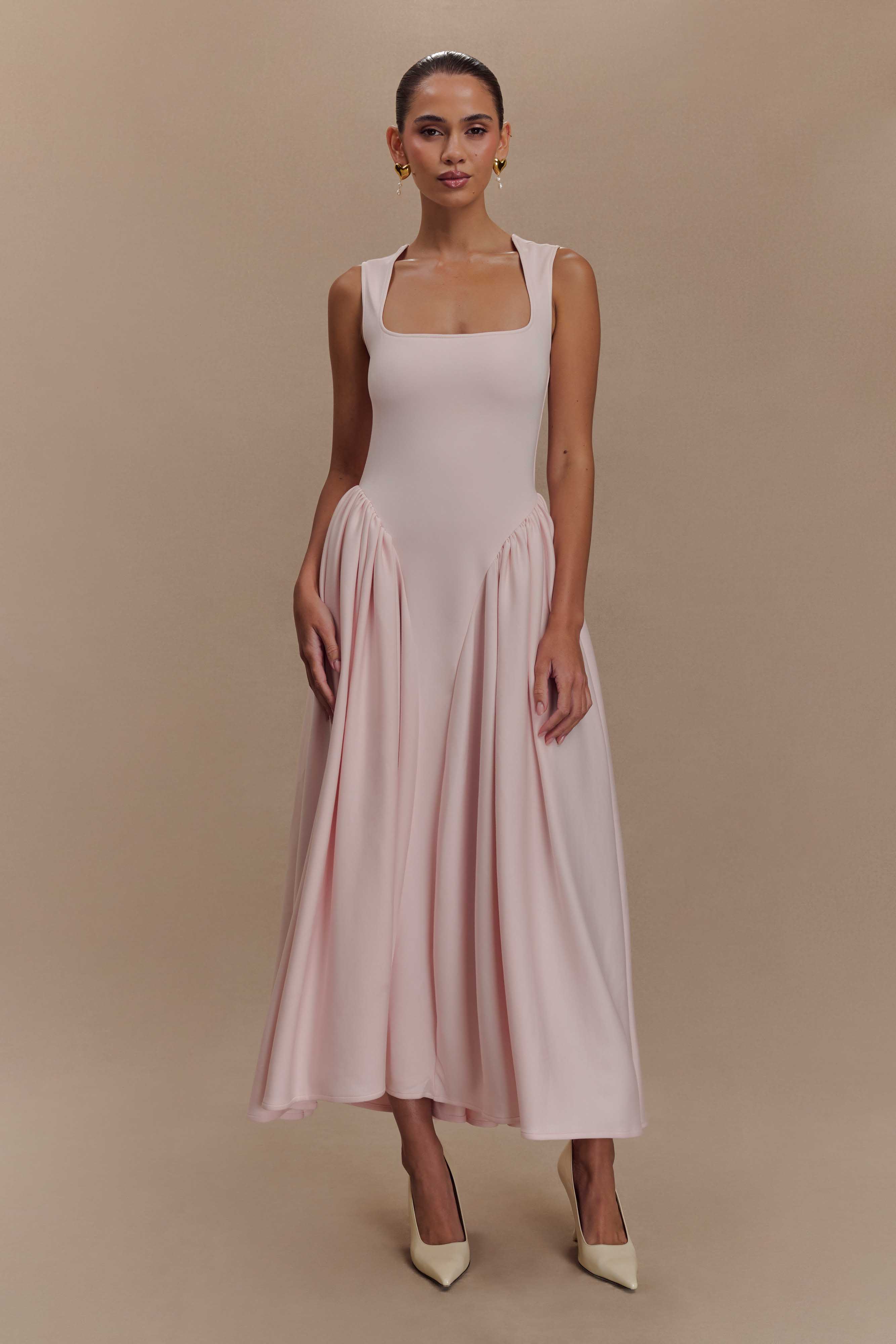 Sharon Scuba Jersey Midi Dress - Ballet Pink、mySite、solidvoid