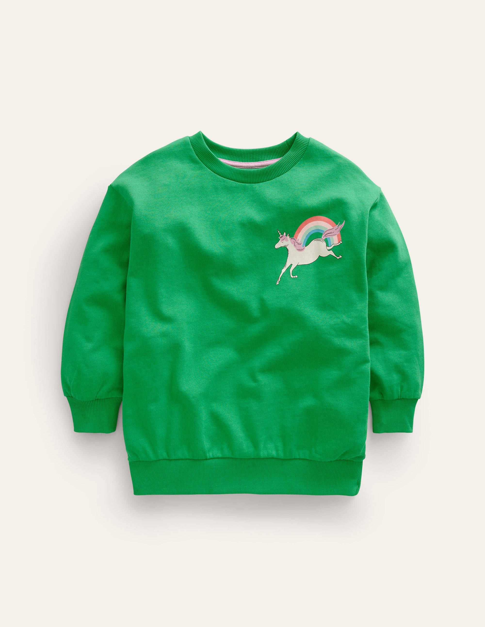  Relaxed Longline Sweatshirt-Green Unicorn、mySite、ashleygrahame