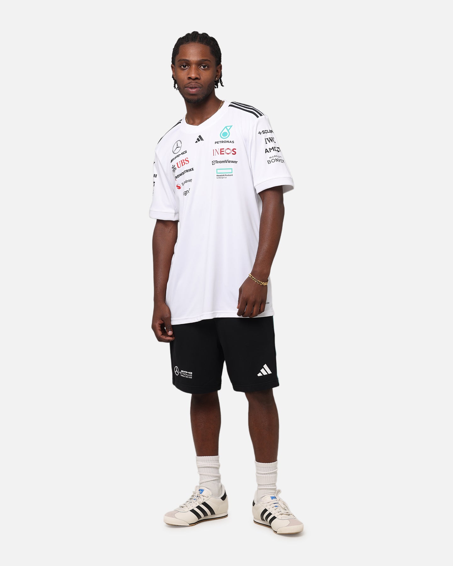 adidas x Mercedes-AMG PETRONAS Formula One F1 2025 Team Driver T-Shirt White、mySite、zt4zffjzw