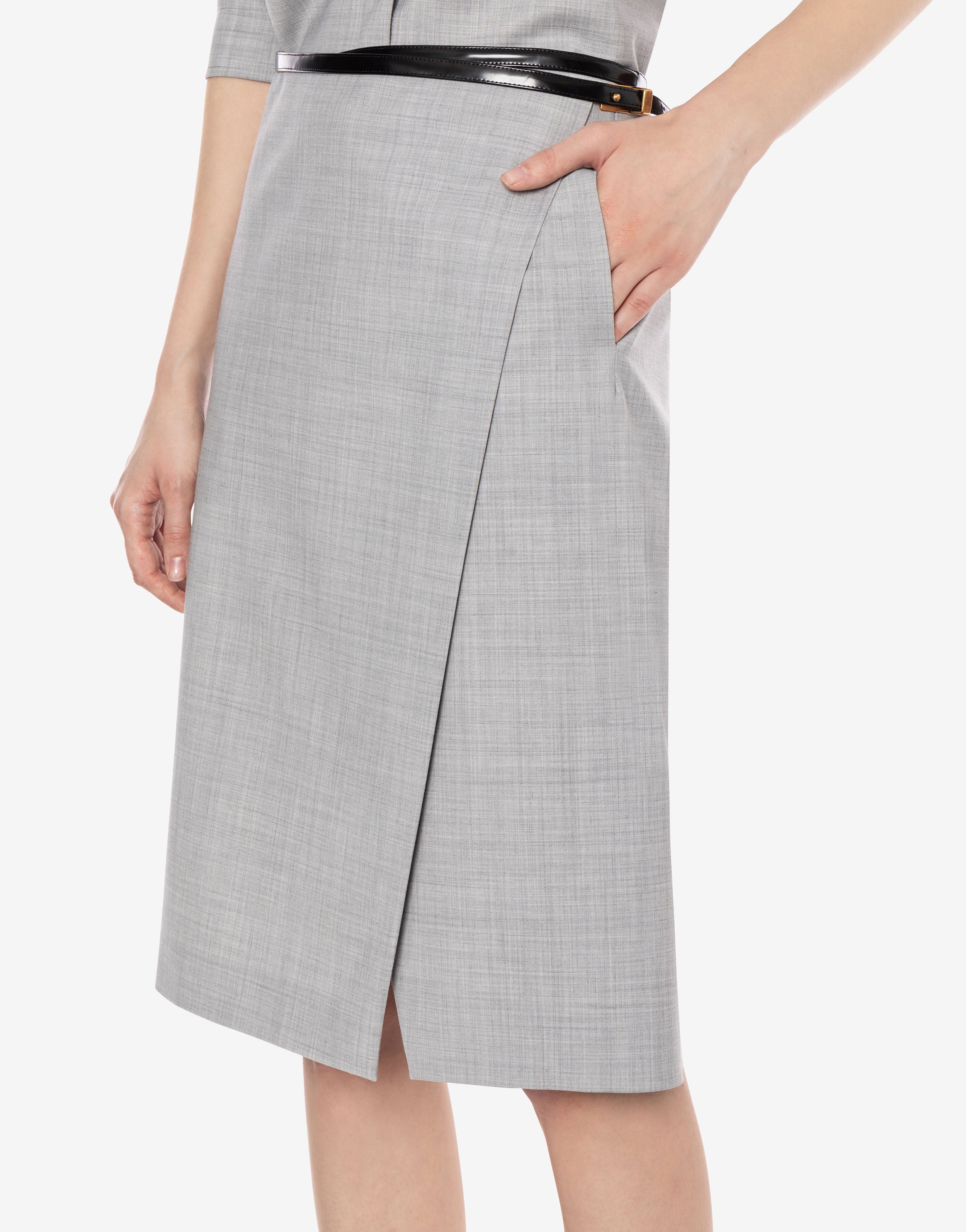 Gonna a portafoglio midi in fresco lana、mySite、aoinhome