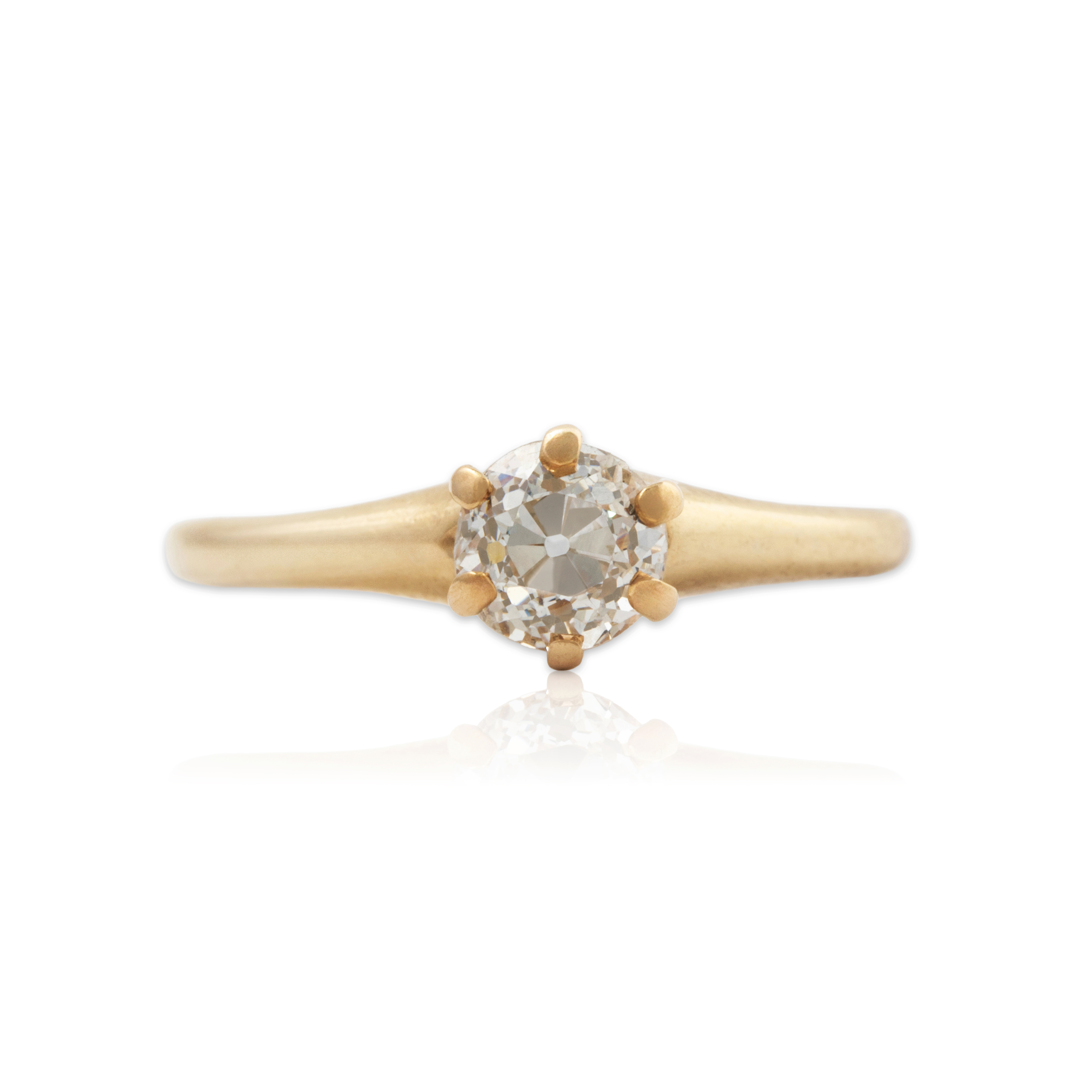 Vintage 14k Yellow Gold .5ct Old Mine Diamond Solitaire Ring 6.00、mySite、hinf8tx79