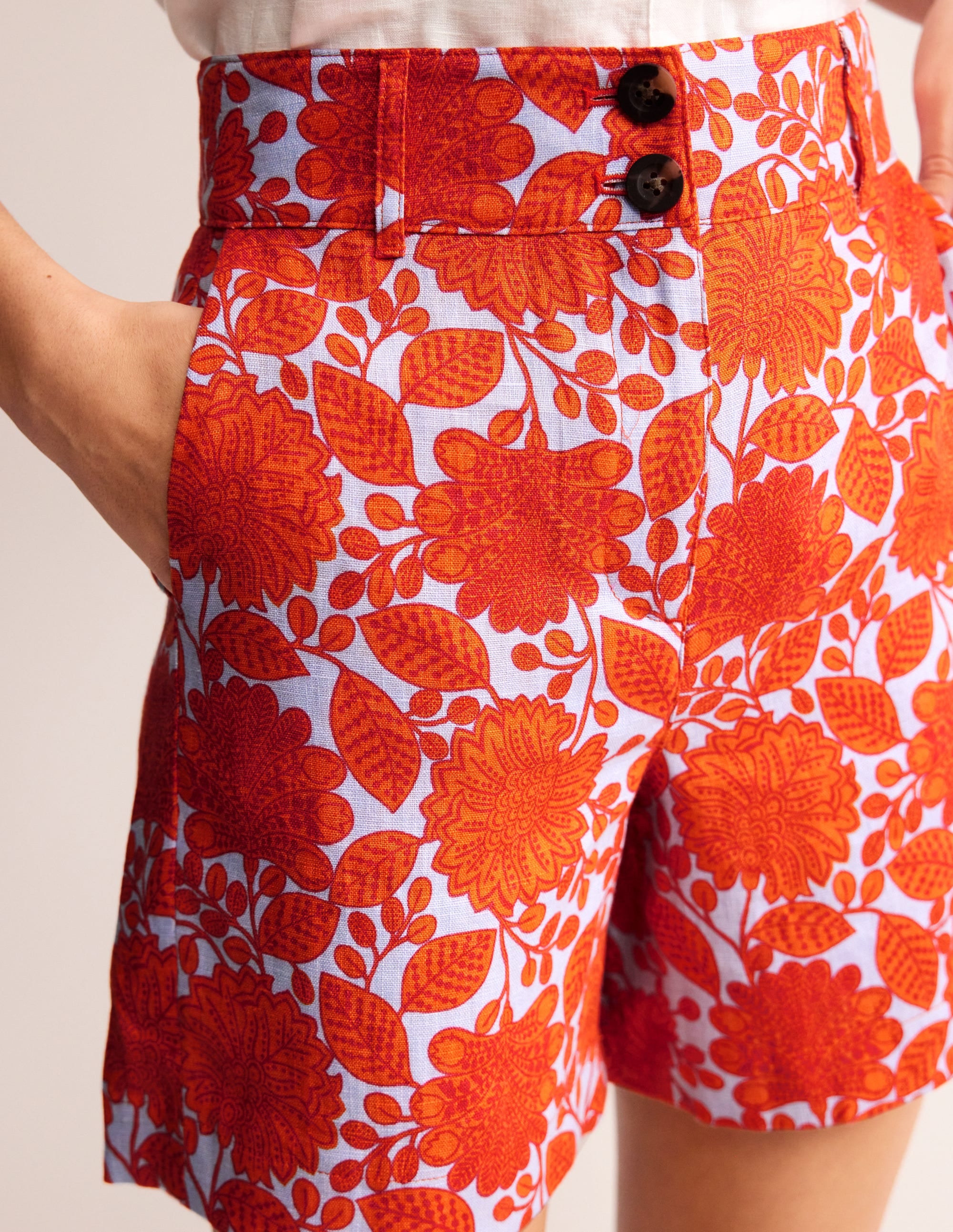  Westbourne Linen Shorts-Firecracker, Gardenia Swirl、mySite、ashleygrahame