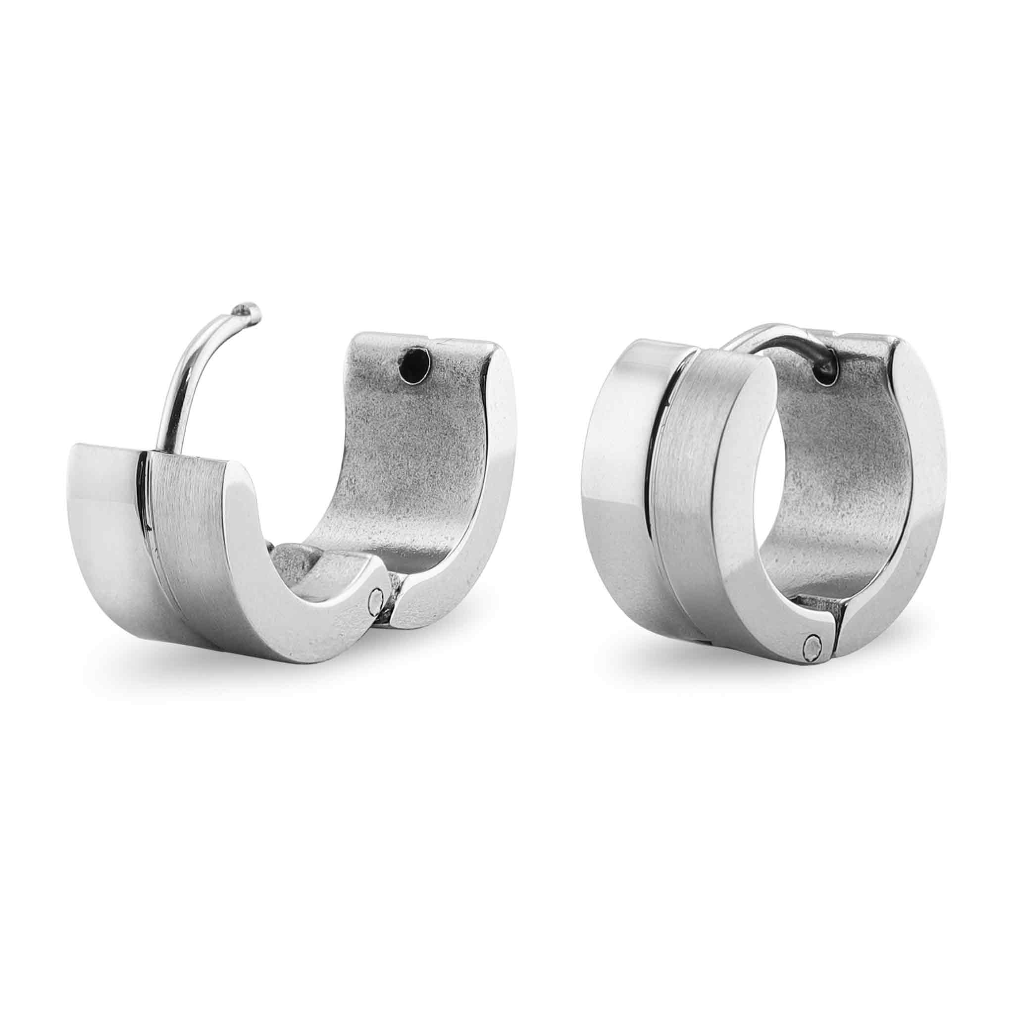 Stainless Steel Groove Center Hinged Hoop Earrings / ERJ2097、mySite、dreamappss