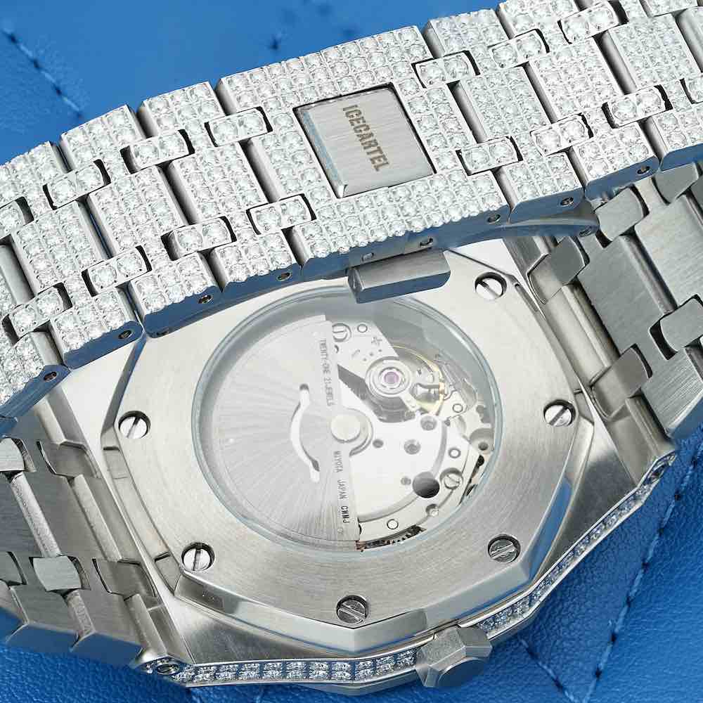 Bust Down Moissanite Watch | 44MM | 14K White Gold、mySite、hinf8tx79