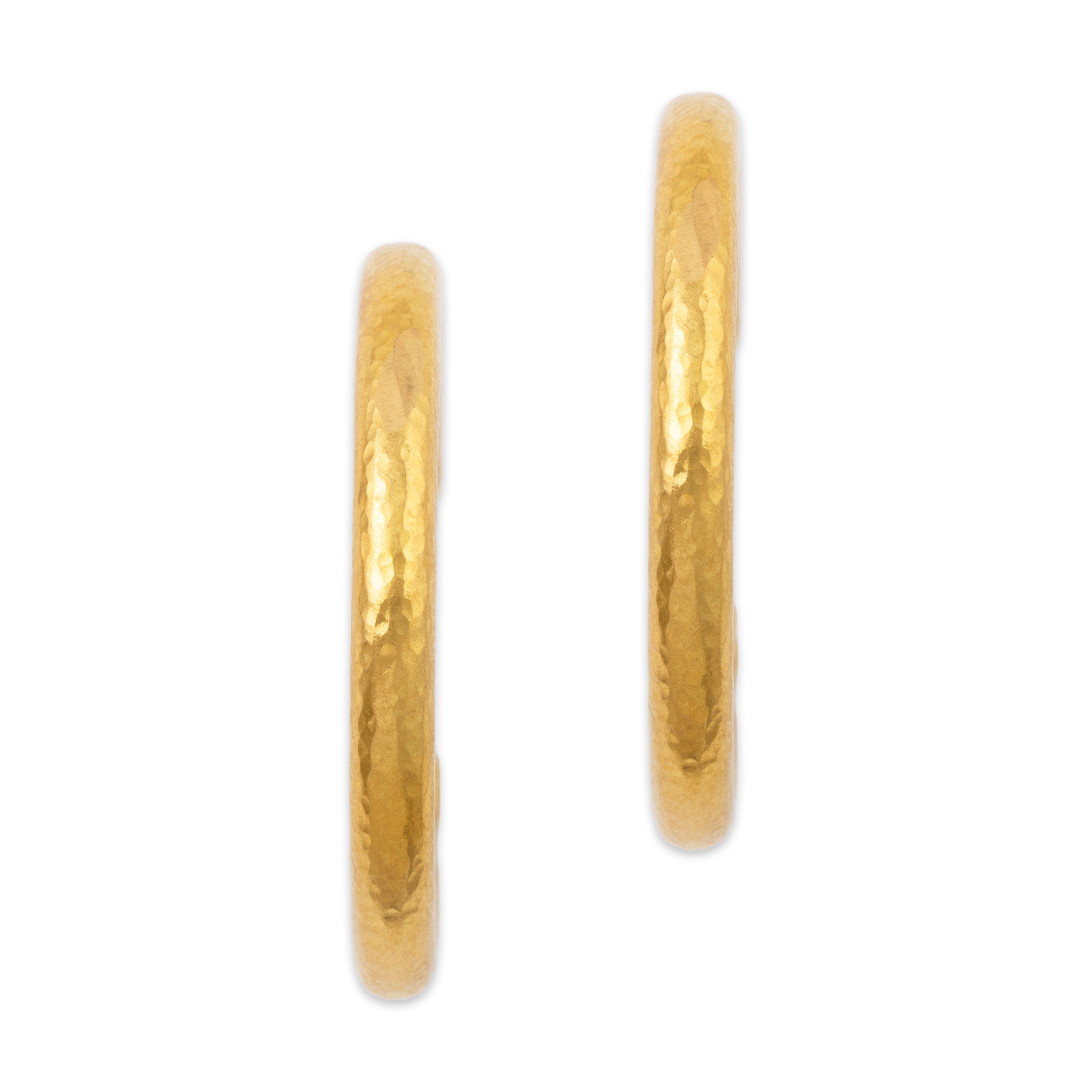Estate Elizabeth Locke 19k Yellow Gold Hammered Hoop Earrings、mySite、hinf8tx79