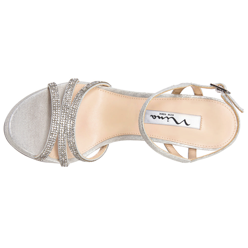 Saralyn Metallic Rhinestone Ankle Strap Platform Block Heel Sandals、mySite、gtrtttuynbv