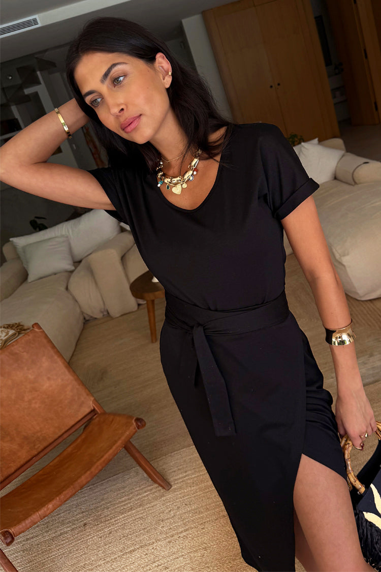 Black Jesse Jersey Wrap Dress、mySite、solidvoid