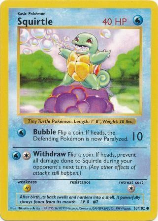 Squirtle (63/102) Base Set Shadowless Unlimited、mySite、waistdrama