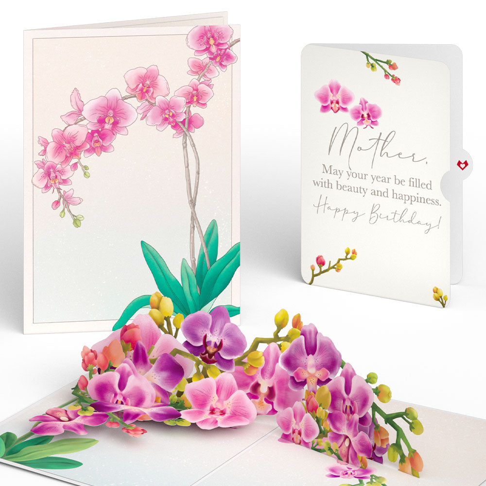 Watercolor Orchid Birthday Pop-Up Card and Sentiment Set for Mother、mySite、solidvoid