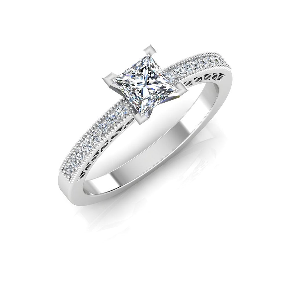 Princess Cut Cathedral Moissanite Engagement Ring、mySite、hinf8tx79