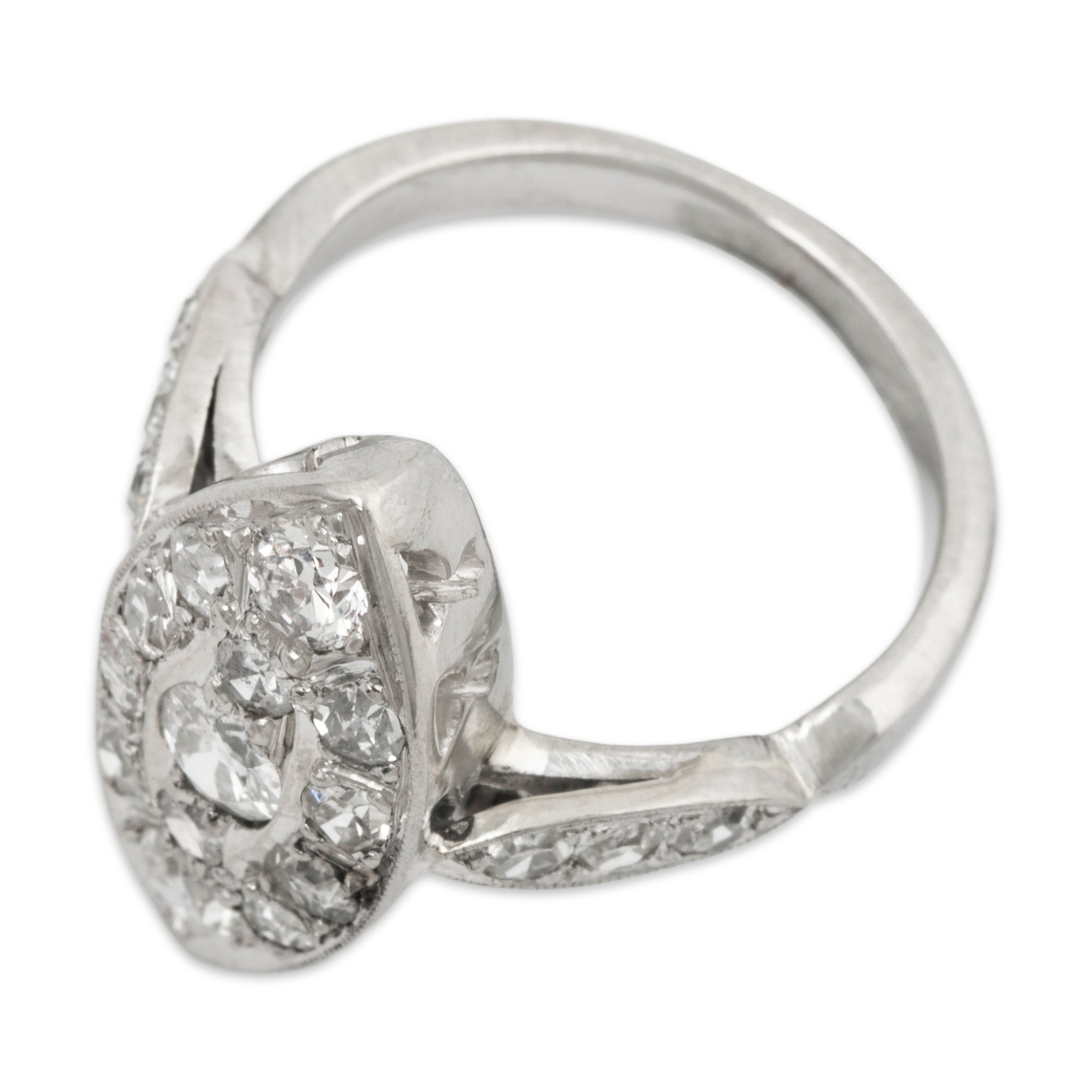 Vintage 10k White Gold .86cttw Old Mine Diamond Navette Statement Ring 4.00、mySite、hinf8tx79