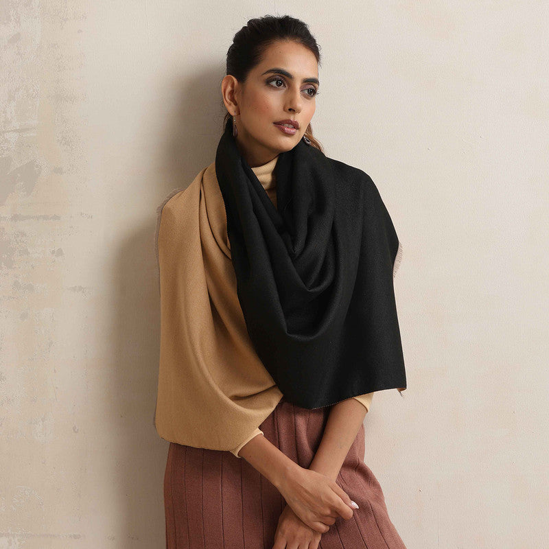 Woolen Solid Reversible Stole | Black、mySite、camillekostekn