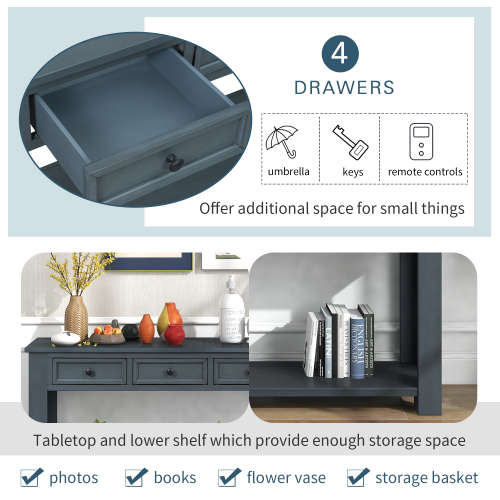 TREXM Console Table/Sofa Table with Storage Drawers and Bottom Shelf for Entryway Hallway(Espresso)、、casual