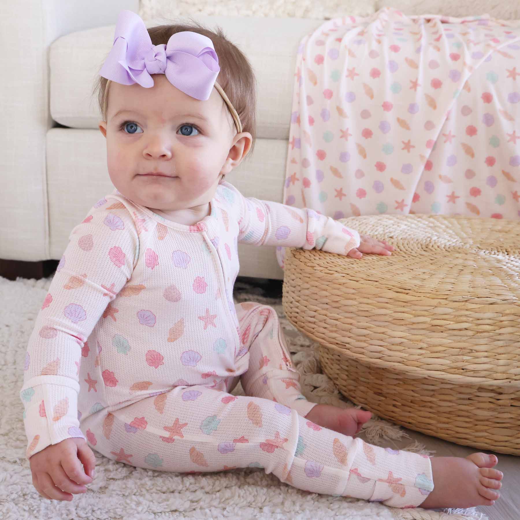  Saltwater Shells Bamboo Waffle Convertible Zip Romper、mySite、layawaytickets