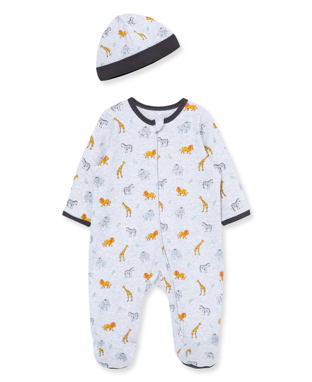  Jungle Pals Zipper Footed One-Piece and Hat、mySite、layawaytickets