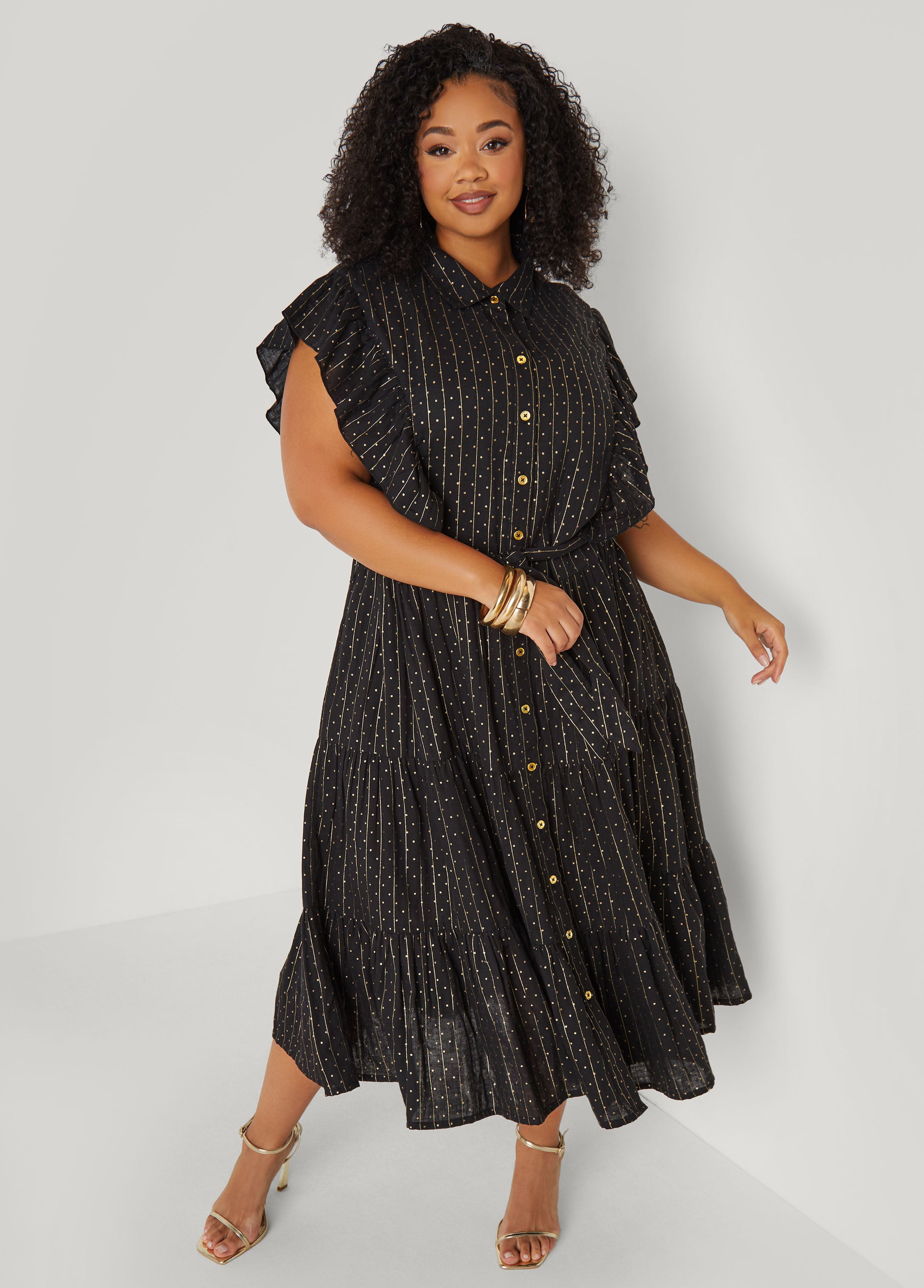 Metallic Print Midaxi Dress、mySite、bengalsvssteelers