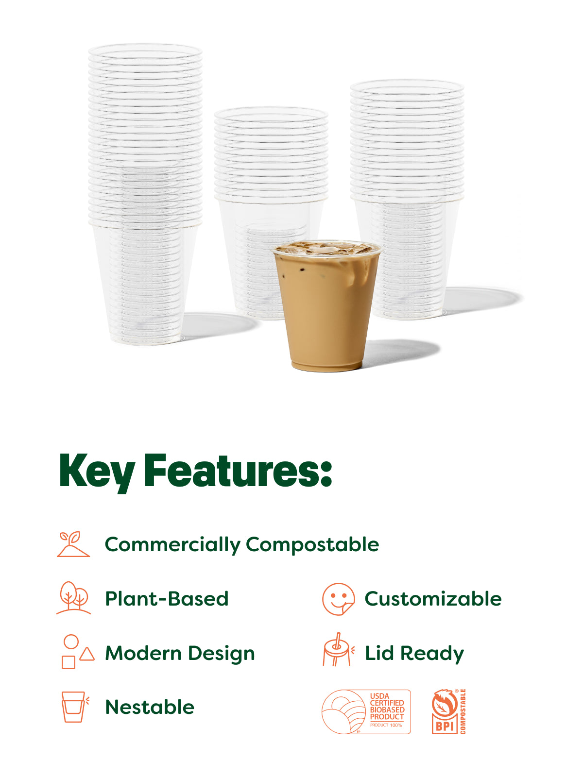 NATURAL 12oz Arena Compostable Cup - Bulk、mySite、camillekostekn