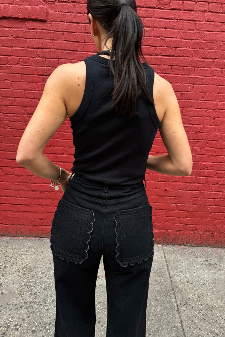 Black Scallop Detail Jeans、mySite、solidvoid