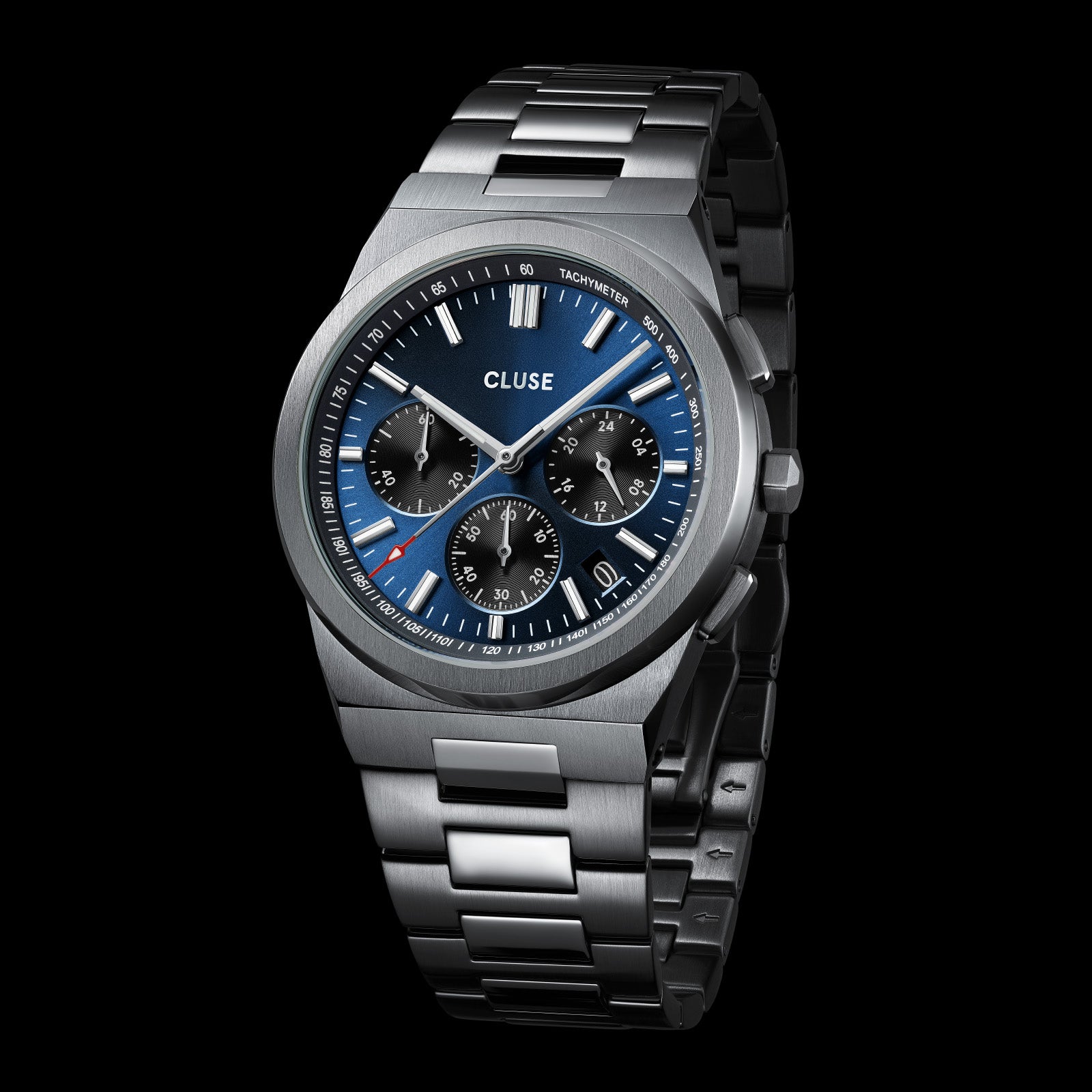  Vigoureux Chrono Watch Steel, Dark Blue, Silver Colour