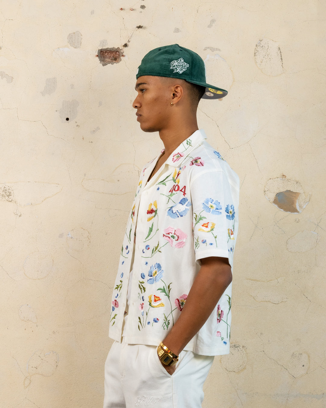 404 Midsommar Embroidered Button Up T-Shirt Ecru、mySite、zt4zffjzw