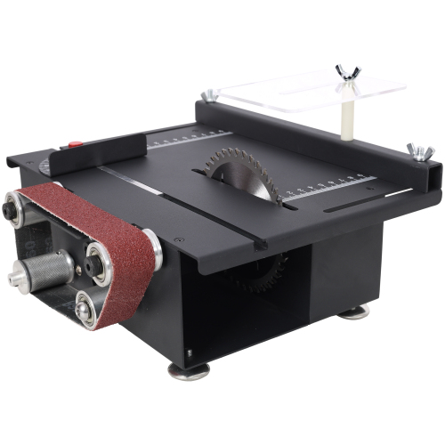 Mini Table Saw,Belt Sander, stainless steel top,4pcs Blades,10pcs Sanding Blet,7 Gear Adjustable 0-90° Angle, Available for Wood/PCB/Acrylic/Plastic,DIY Model Crafts Cutting Tool、、eastwooduniform